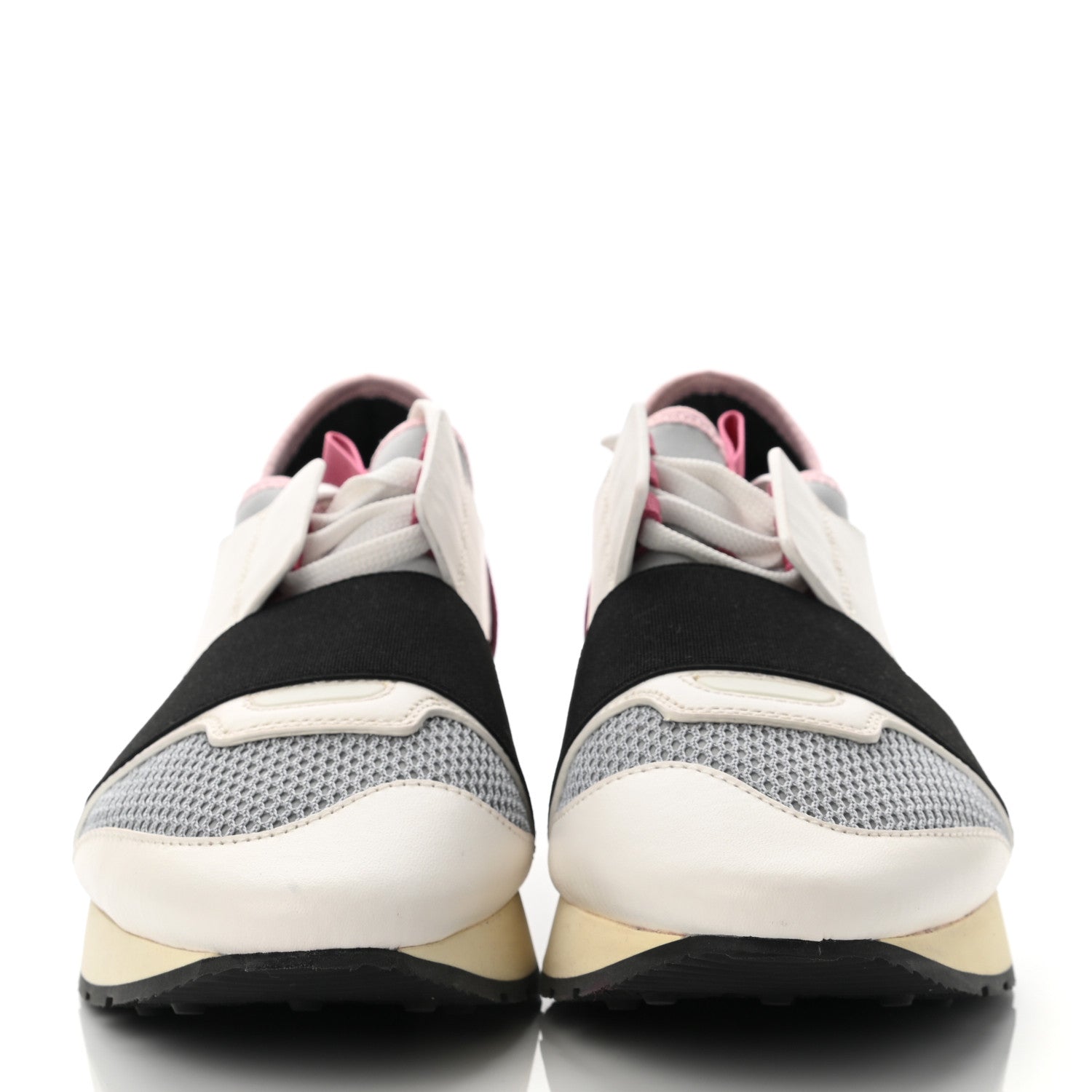 Balenciaga Calfskin Neoprene Mesh Suede Race Runner Sneakers 38 White Burgundy 2 of 10