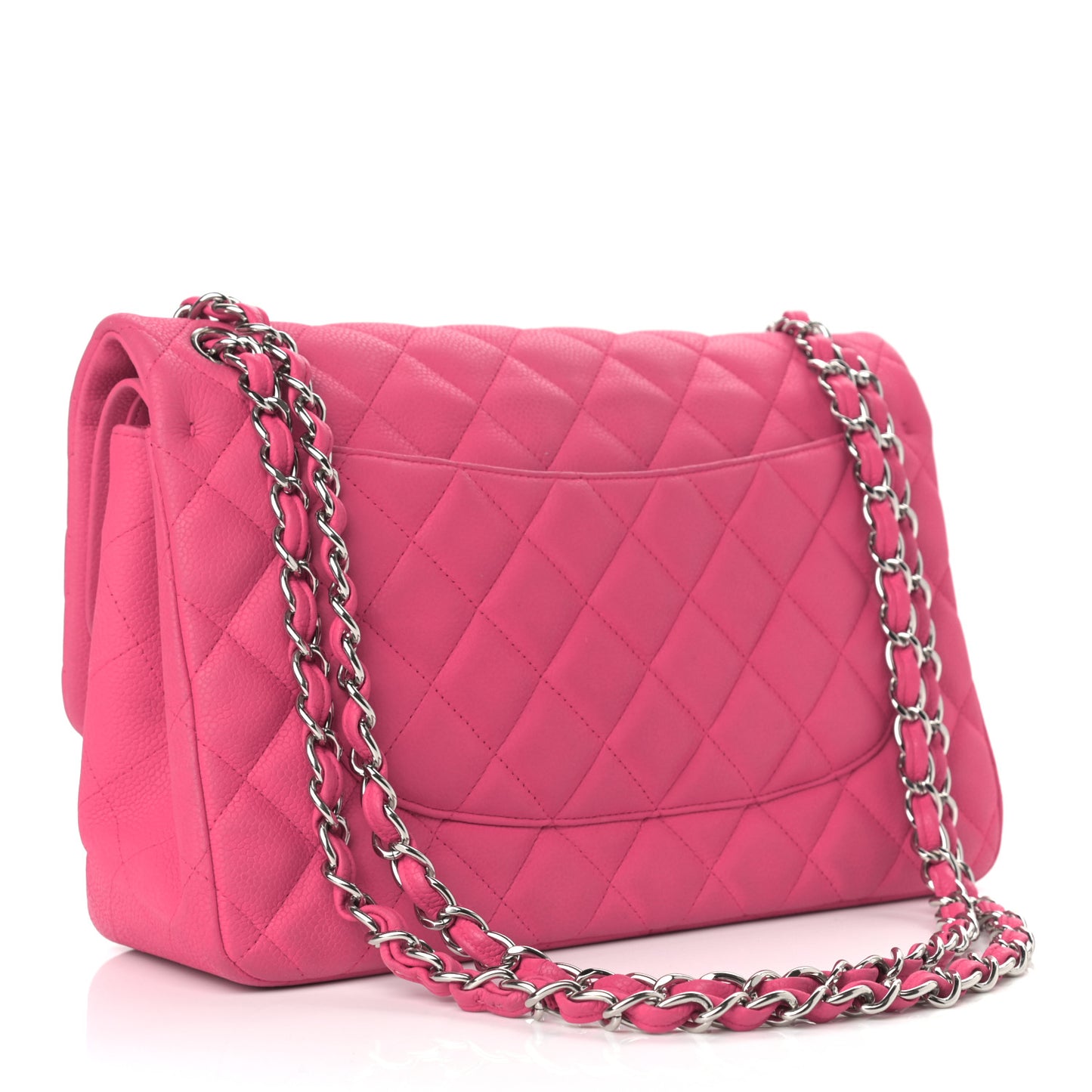 Iridescent Caviar Quilted Jumbo Double Flap Pink