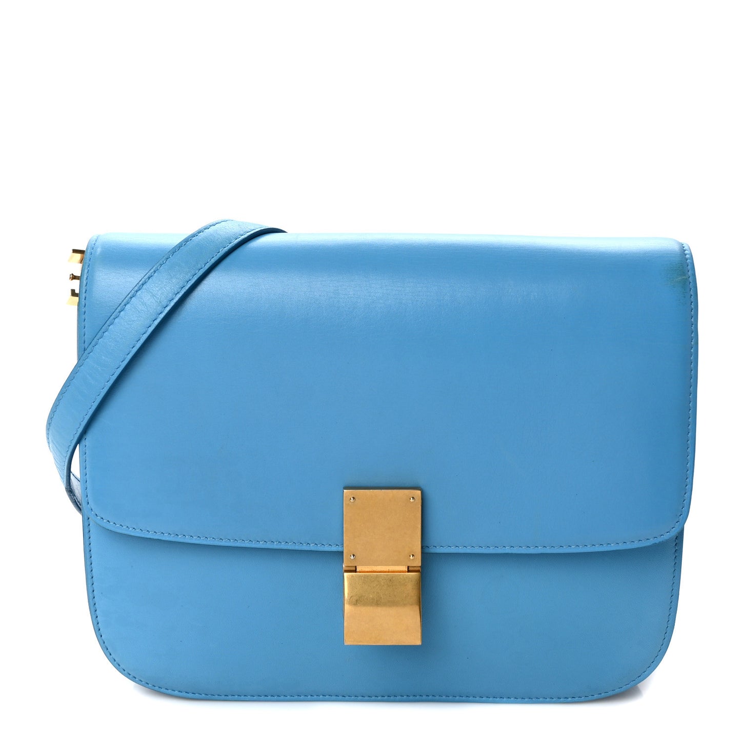 Box Calfskin Medium Classic Box Flap Bag Blue