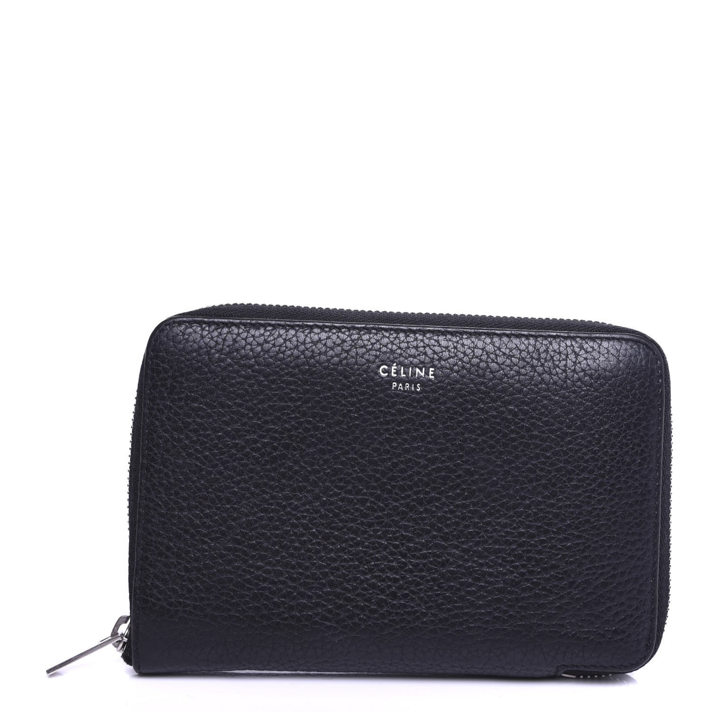 Drummed Calfskin Zip Around Multifunction Wallet Black Citron