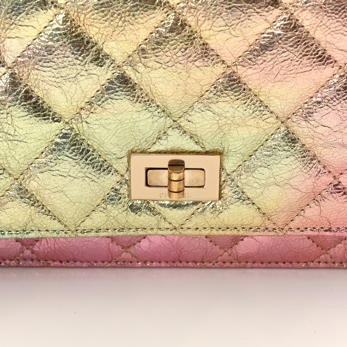 Metallic Goatskin Quilted 2.55 Reissue Wallet on Chain WOC Multicolor