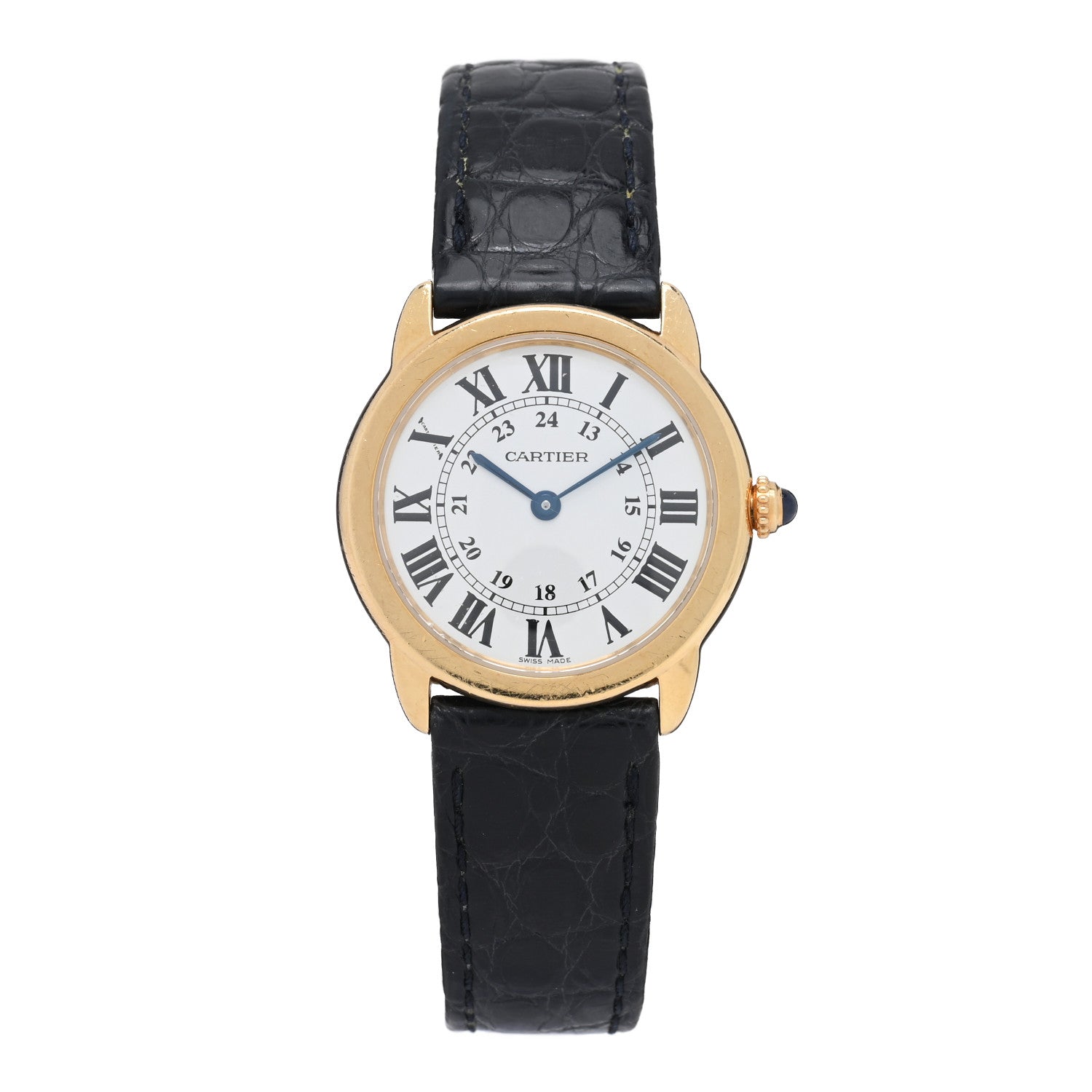 Cartier Stainless Steel 18K Yellow Gold Alligator 29mm Ronde Solo Quartz Watch 1 of 5