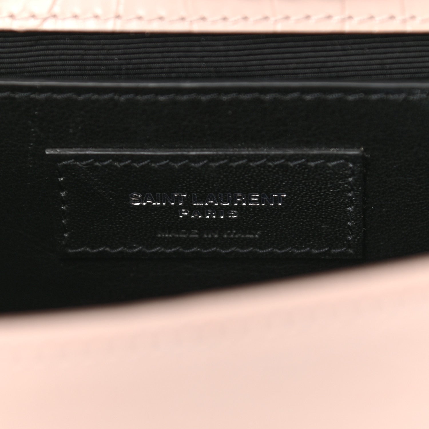 Saint Laurent Calfskin Crocodile Embossed Small Classic Monogram Kate Tassel Satchel Light Pink 6 of 13