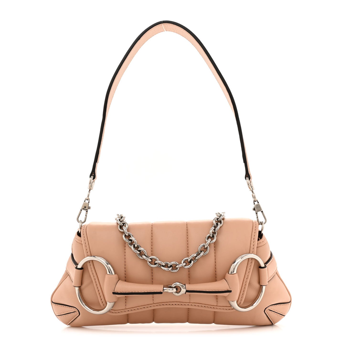 Nappa Vertical Matelasse Small Maxi Horsebit Chain Shoulder Bag Beige