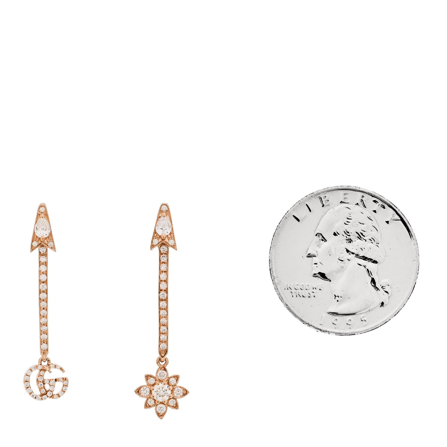 Gucci 18K Rose Gold Diamond Flora Pave Earrings 2 of 5