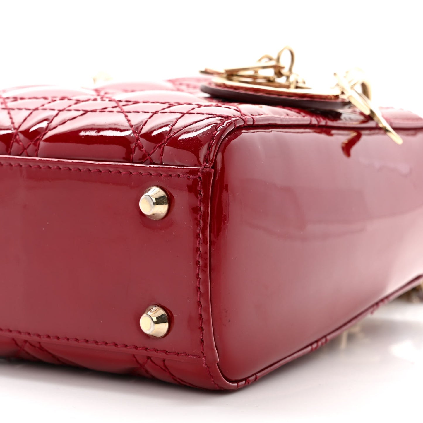 Patent Cannage Mini Lady Dior Red