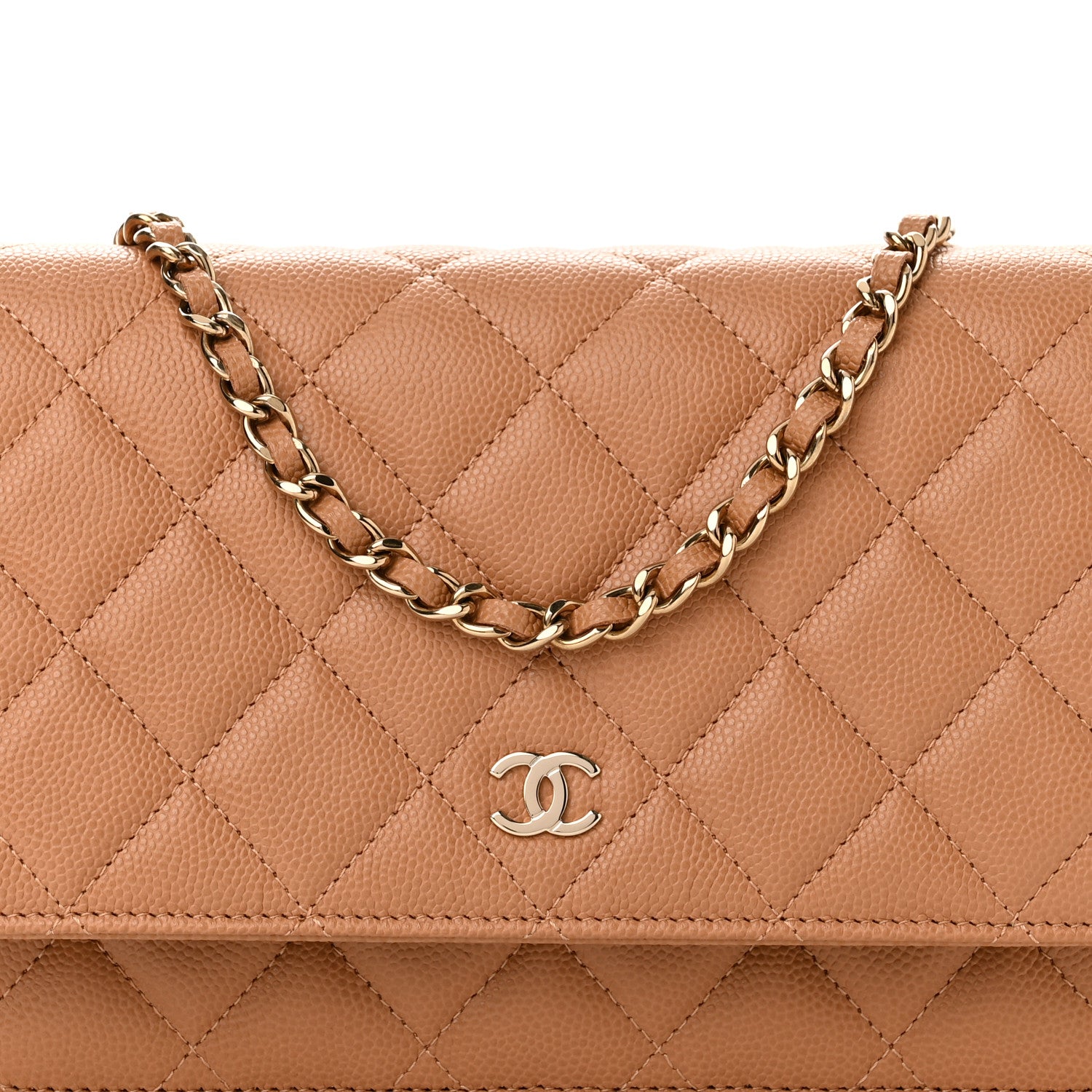 Chanel Caviar Quilted Wallet on Chain WOC Dark Beige 9 of 12