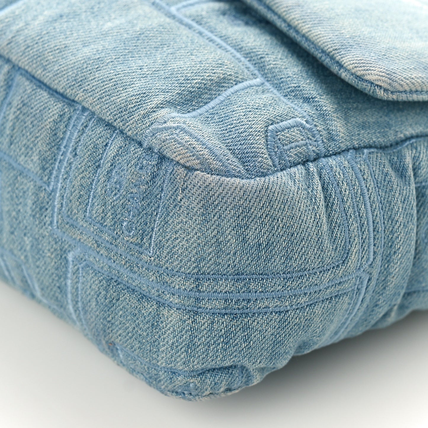 Denim Embroidered Jumbo Perfume Bottle Flap Light Blue