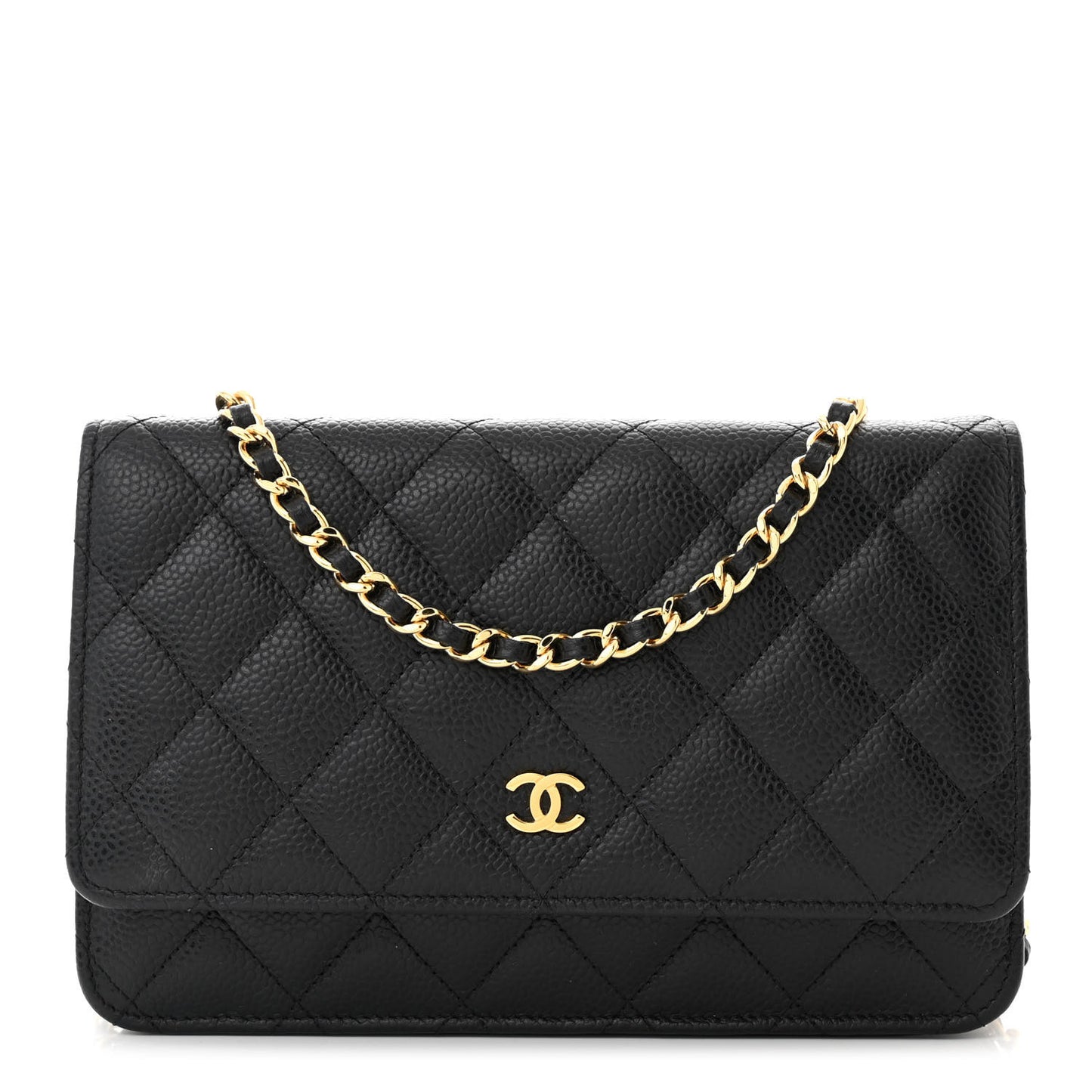 Caviar Quilted Wallet on Chain WOC Black