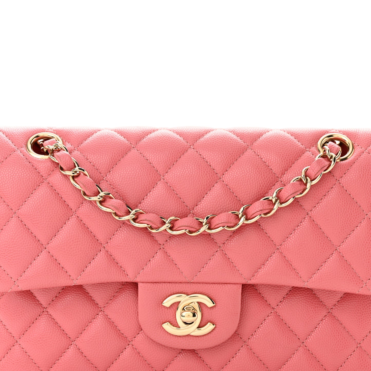 Caviar Quilted Small Double Flap Pink