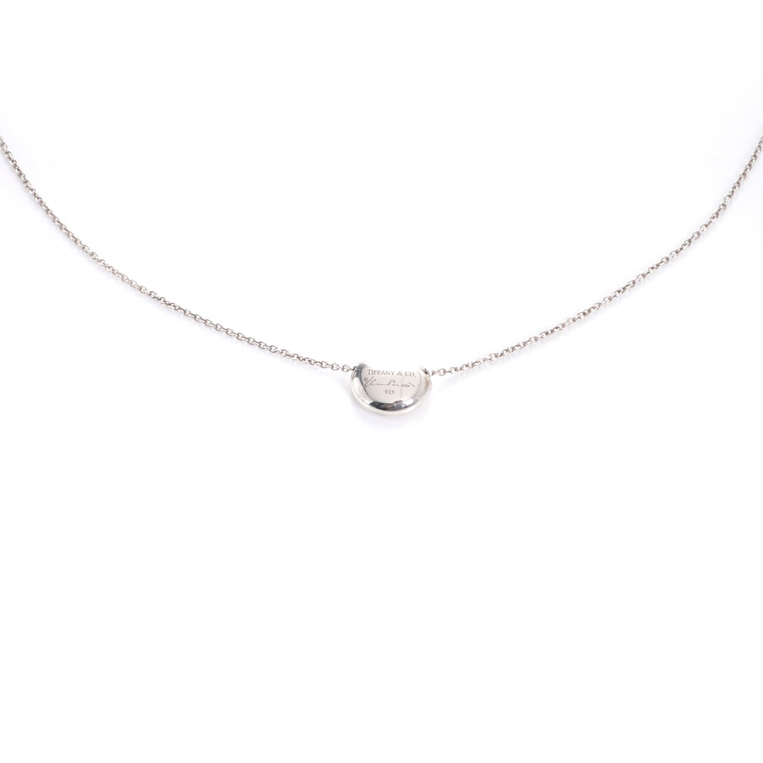Tiffany Sterling Silver 9mm Elsa Peretti Bean Pendant Necklace 