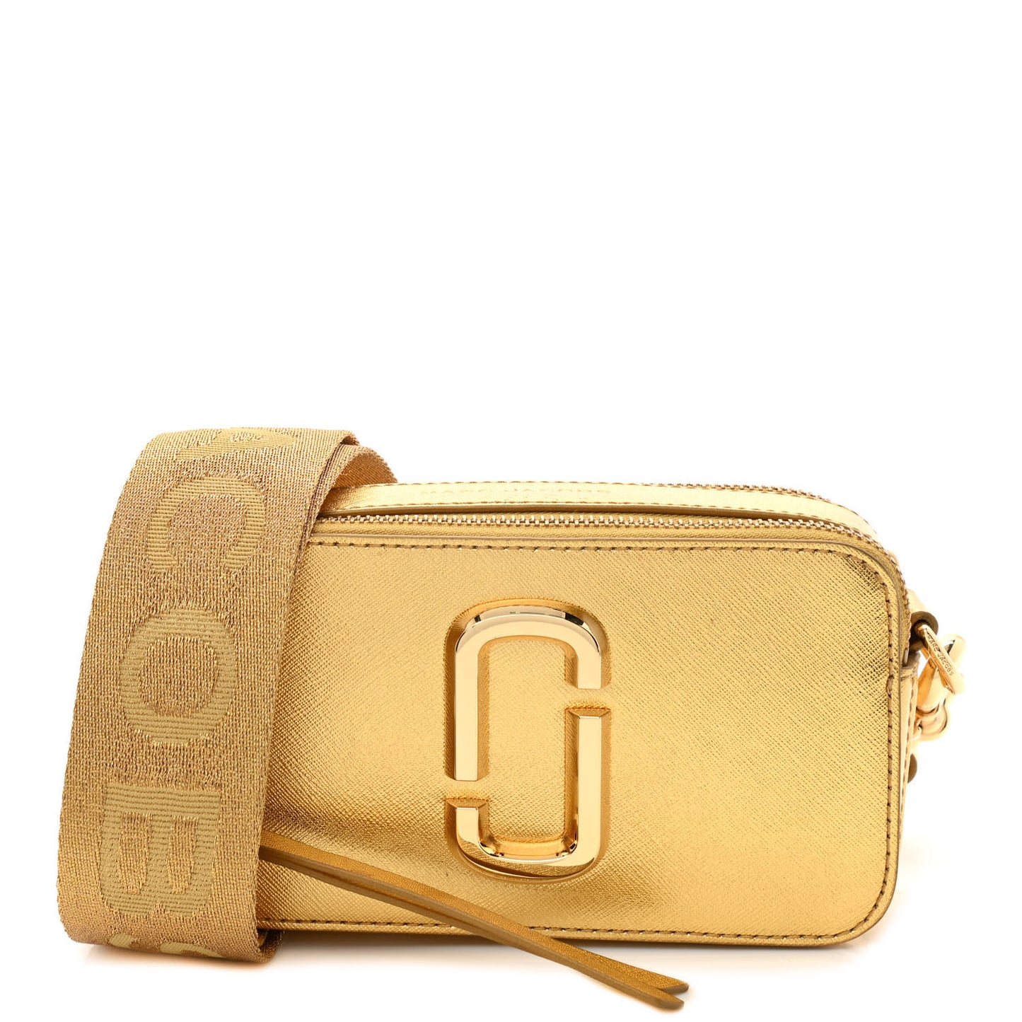 Metallic Saffiano Small Snapshot Camera Bag Gold