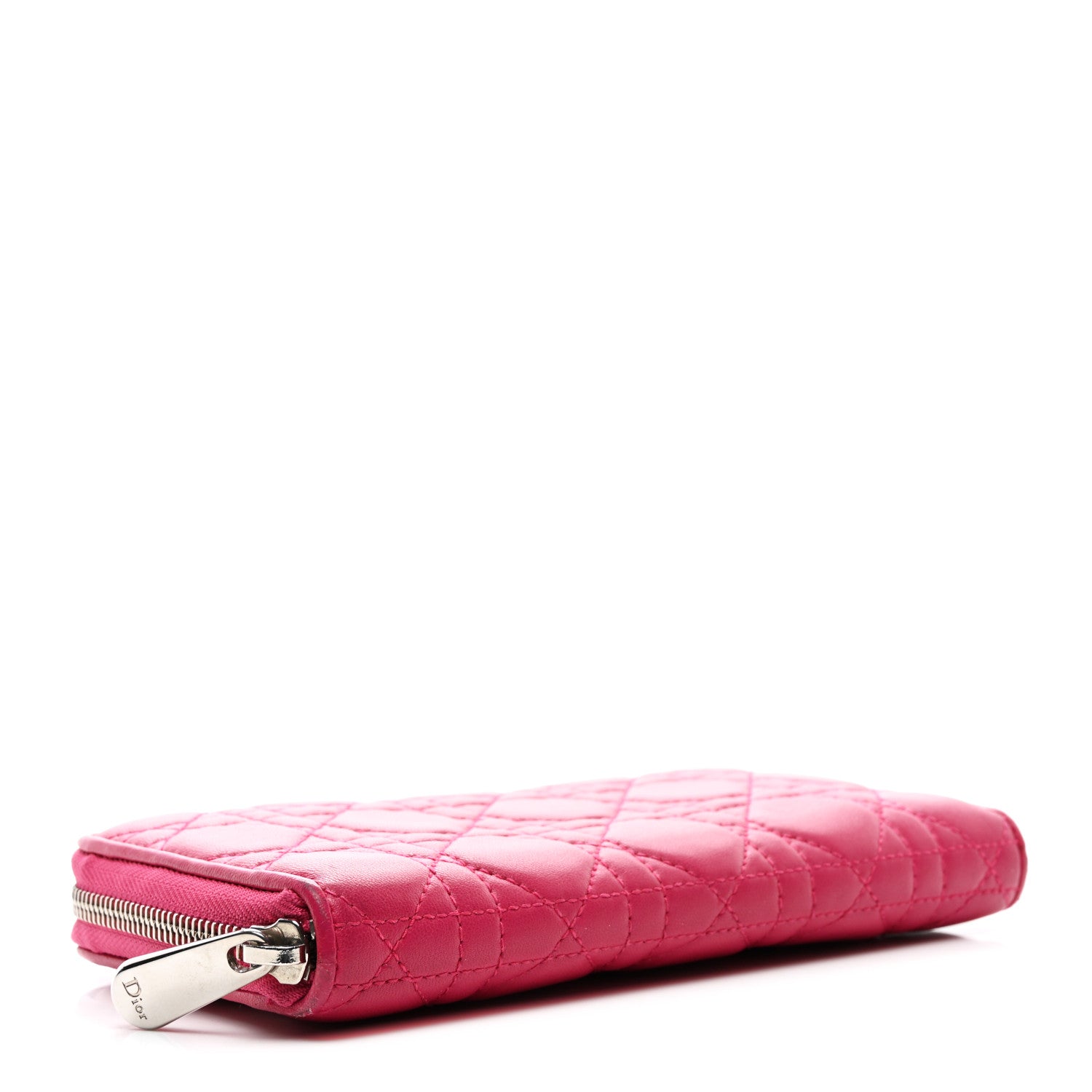 Christian Dior Lambskin Cannage Lady Dior Zip Wallet Fuchsia 4 of 9