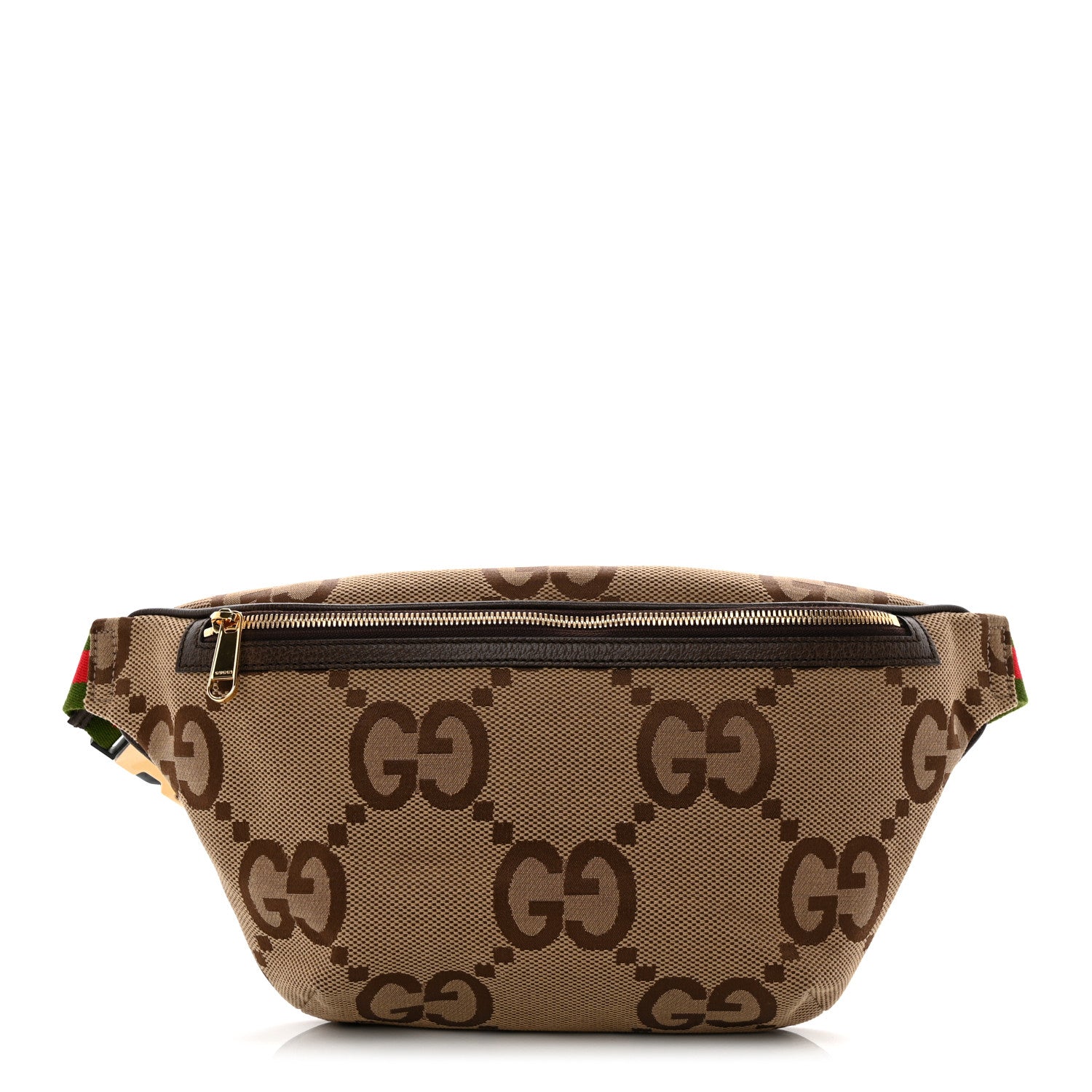 Gucci Monogram Jumbo GG Textured Dollar Calfskin Web Belt Bag