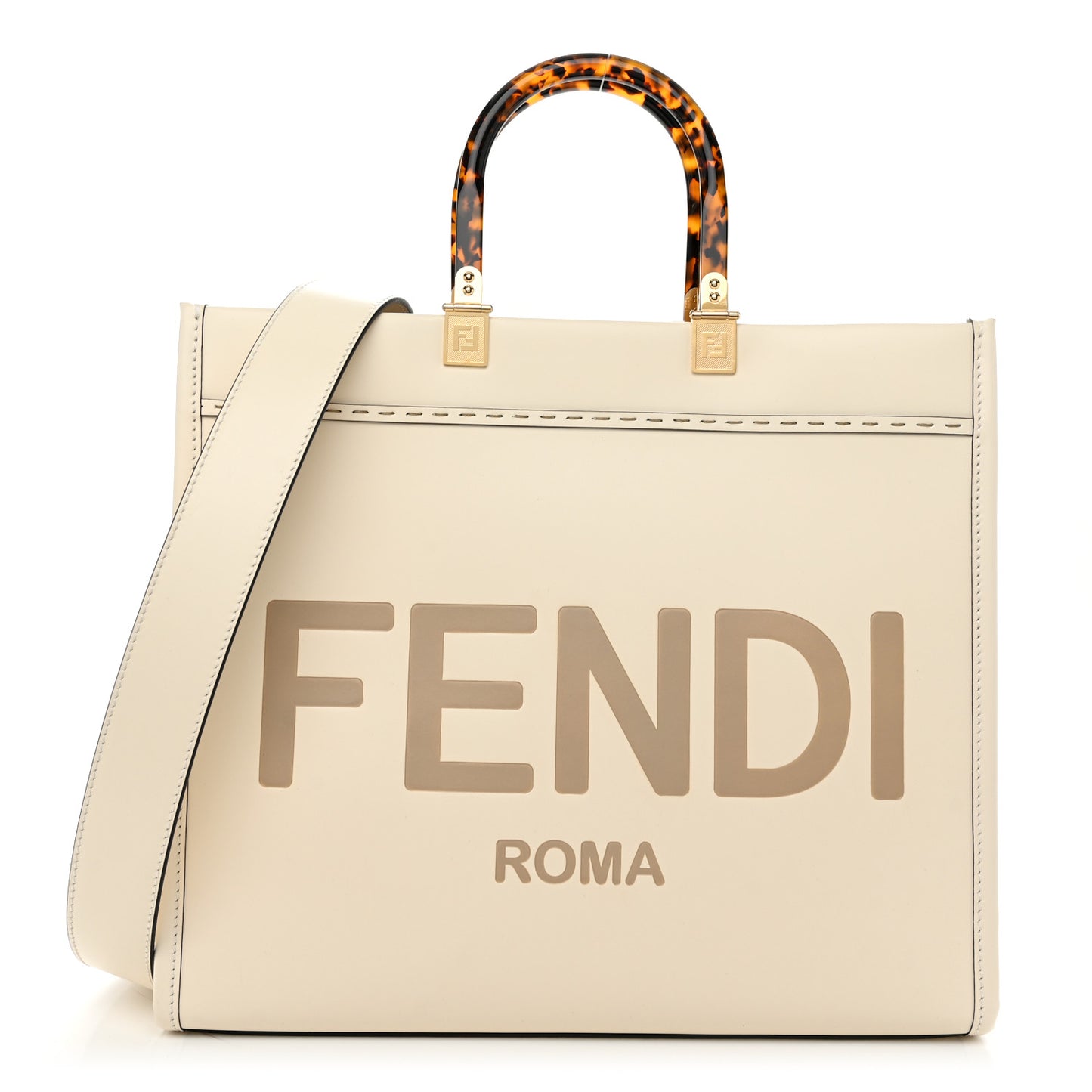 Vitello King Plexiglass Medium Fendi Sunshine Shopper Tote White Ice