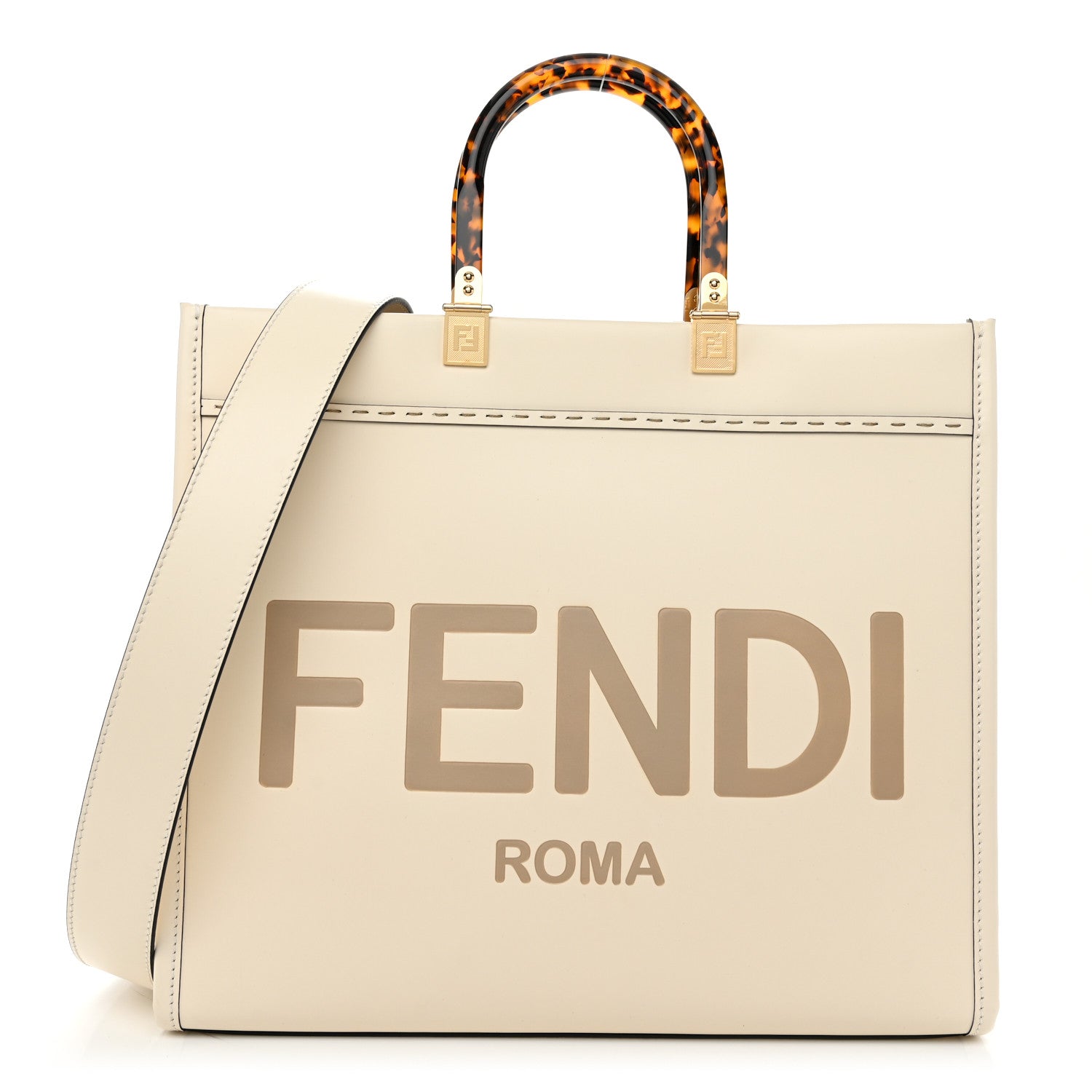 Fendi Vitello King Plexiglass Medium Fendi Sunshine Shopper Tote White Ice 1 of 10