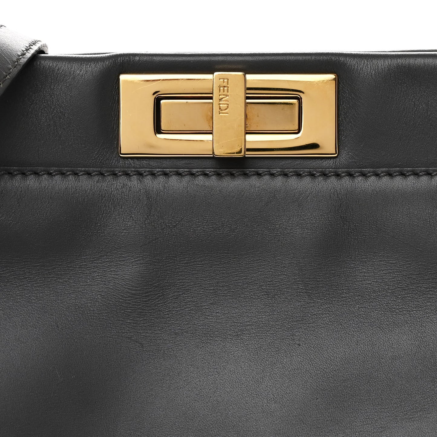 Vitello Morgan Shiny Nappa Medium Peekaboo Iconic Satchel Piombo Lime