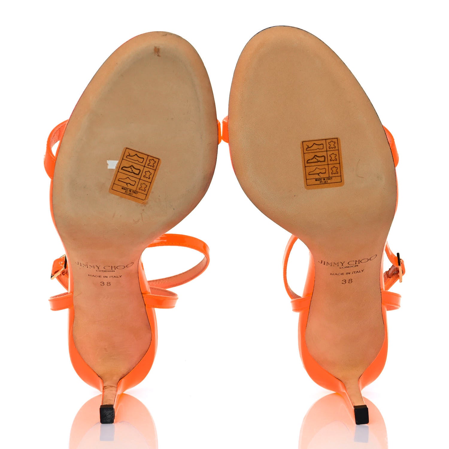Jimmy Choo Patent Minny 85 Ankle Strap Sandals 38 Orange 5 of 7
