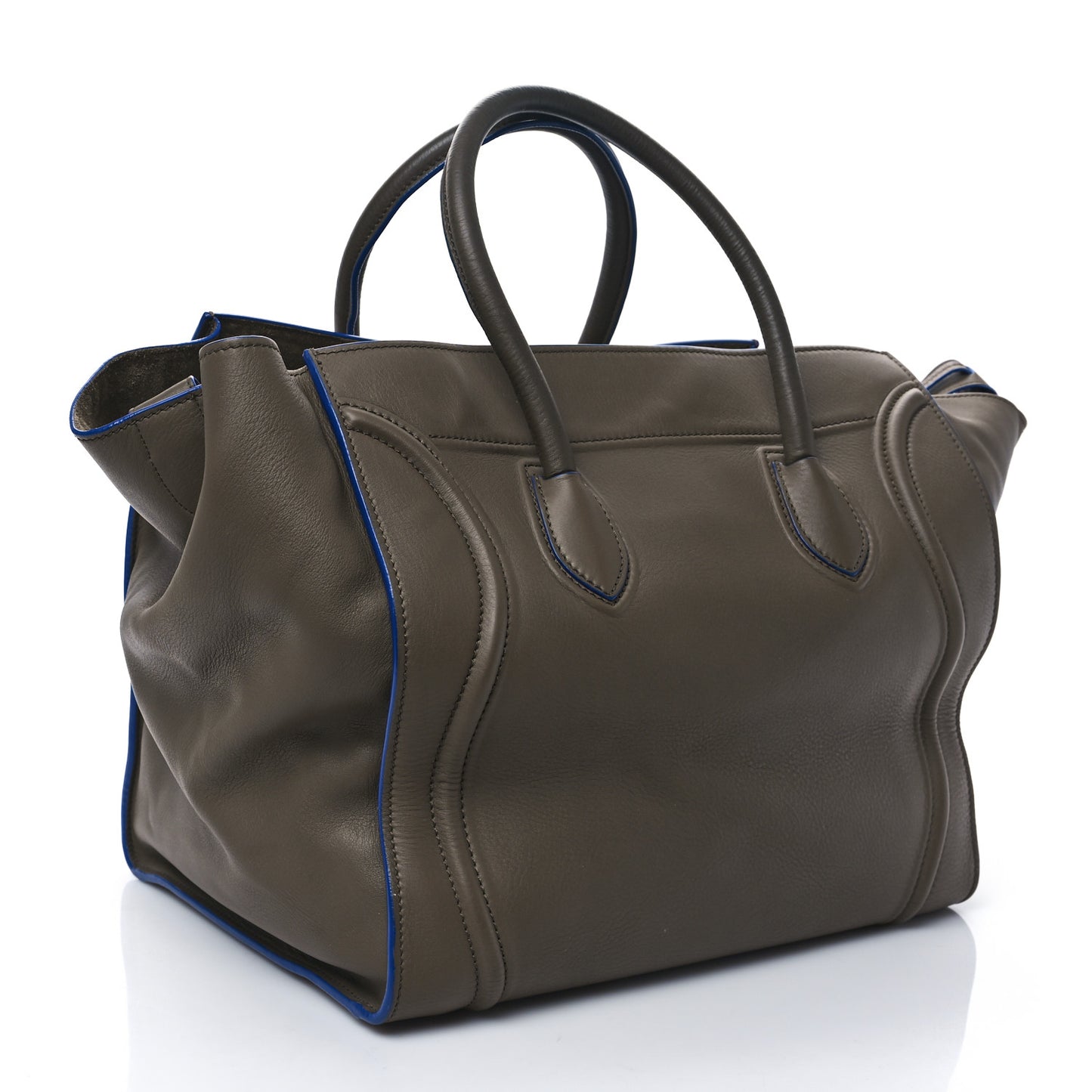 Smooth Calfskin Medium Phantom Luggage Khaki Cobalt Trim