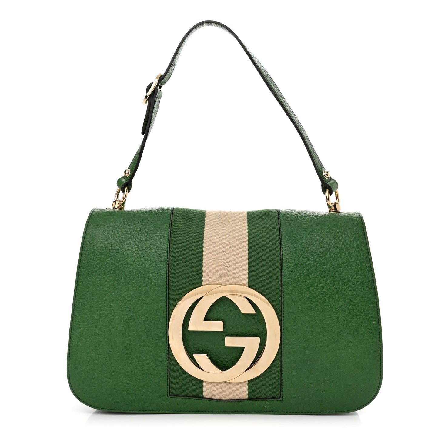 Pebbled Calfskin Web Blondie Hobo Green