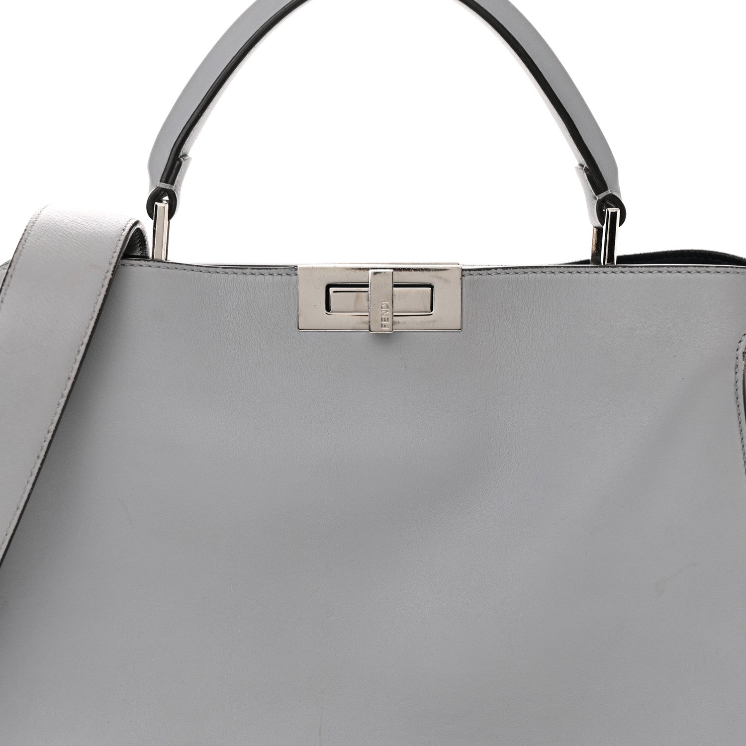 Fendi Vitello Tahiti Burro Large Peekaboo Iconic Essentially Satchel Ardesia Dark Blue 8 of 15