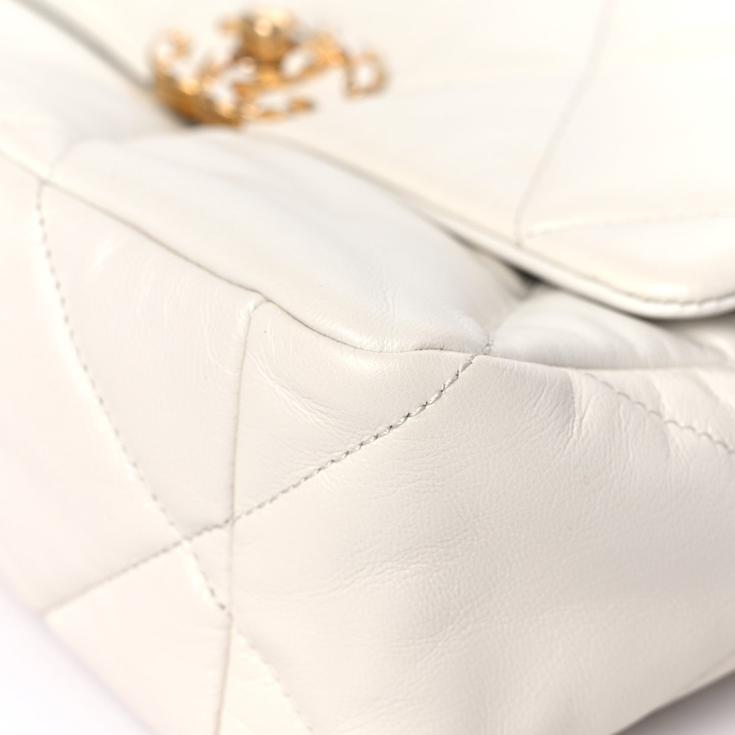 Goatskin Quilted Large Chanel 19 Flap White