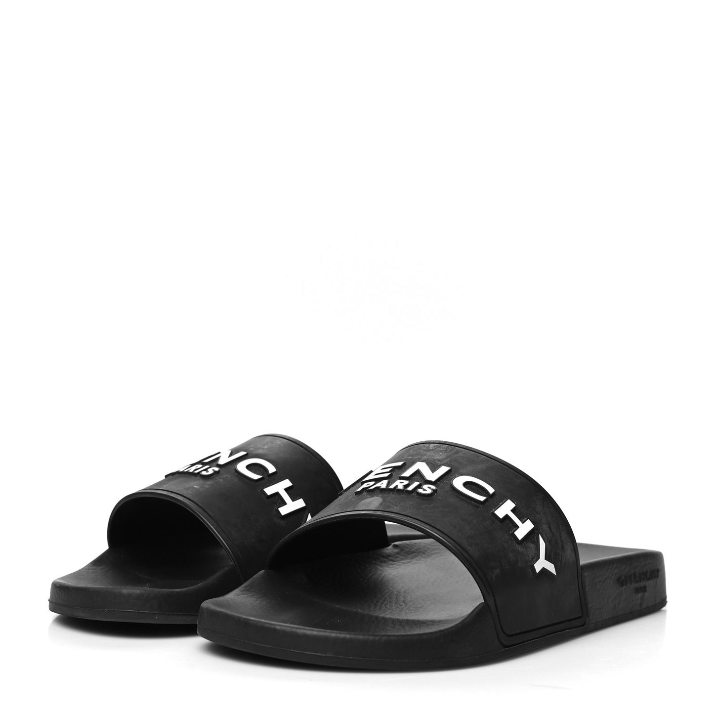 Rubber Logo Pool Slide Sandals 37 Black