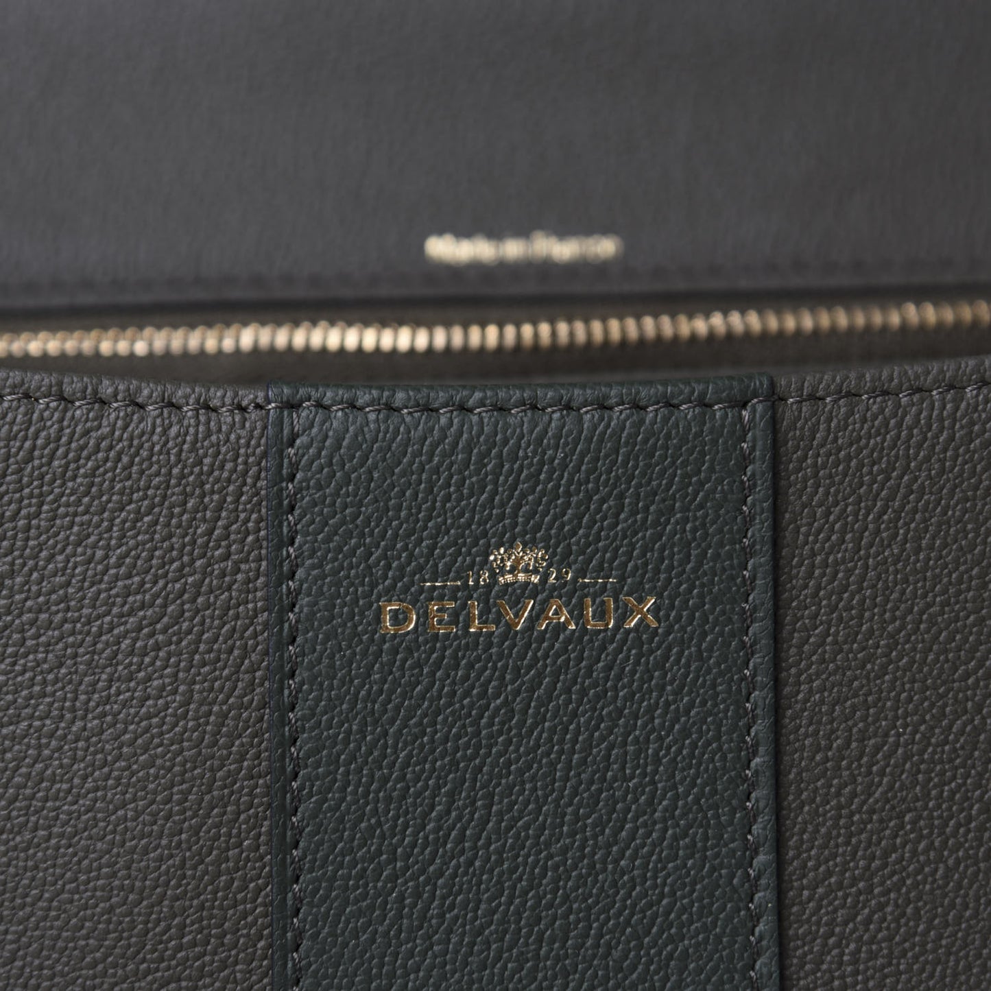 Grained Calfskin Bi-Color Brillant MM Satchel Kaki