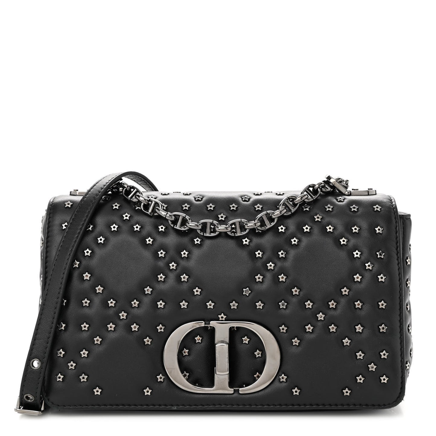 Calfskin Lucky Star Macrocannage Medium Caro Bag Black