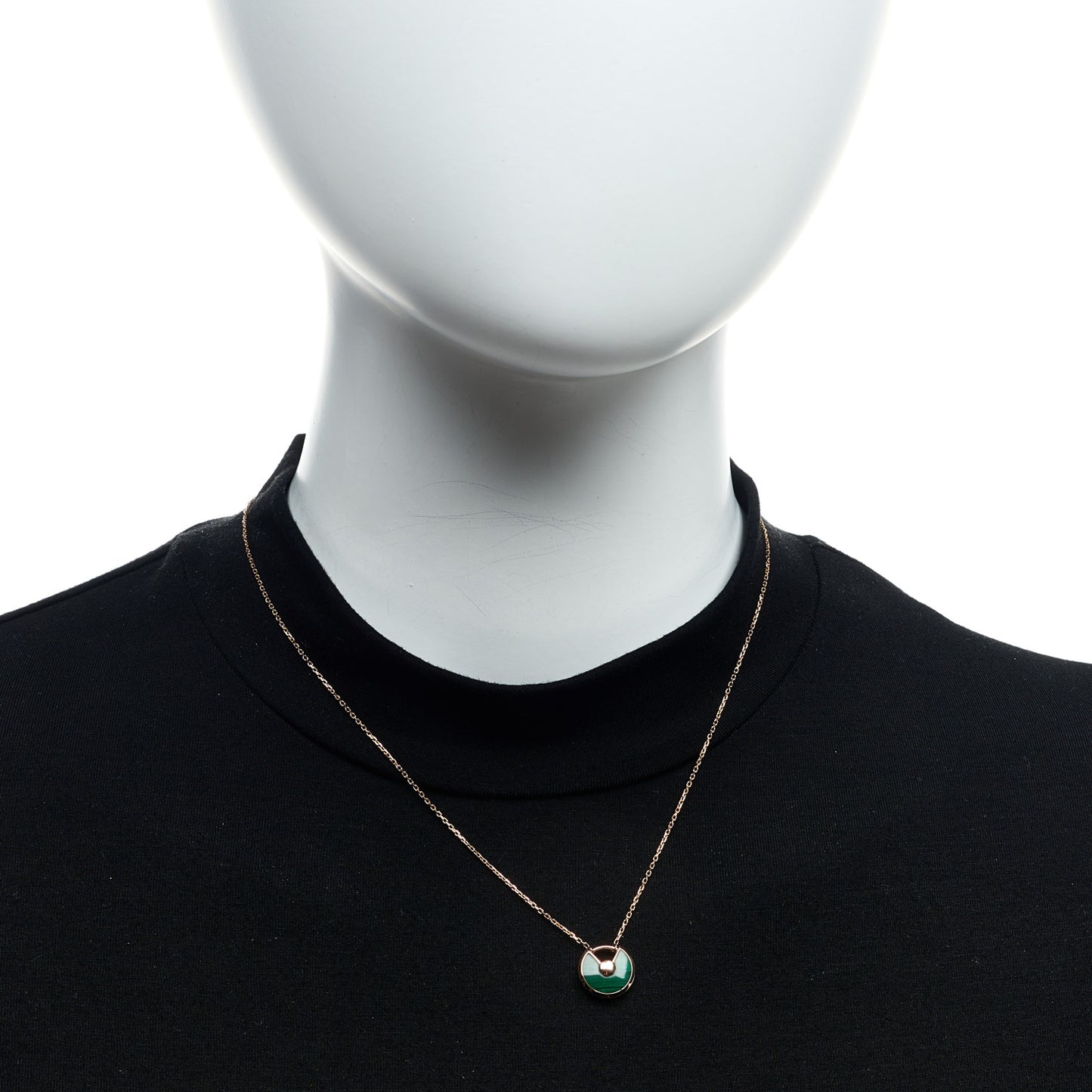 18K Pink Gold Diamond Malachite XS Amulette de Cartier Pendant Necklace