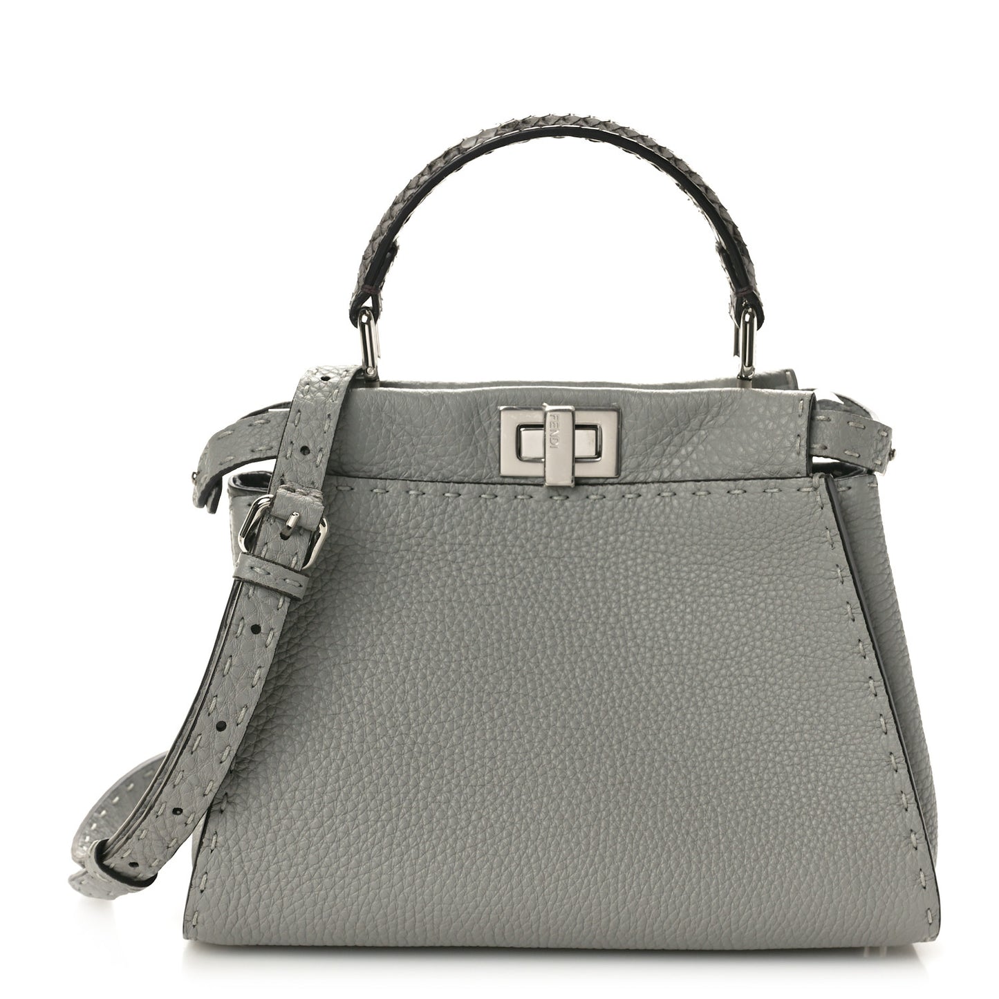 Cuoio Romano Snakeskin Selleria Mini Peekaboo Iconic Satchel Asfalto