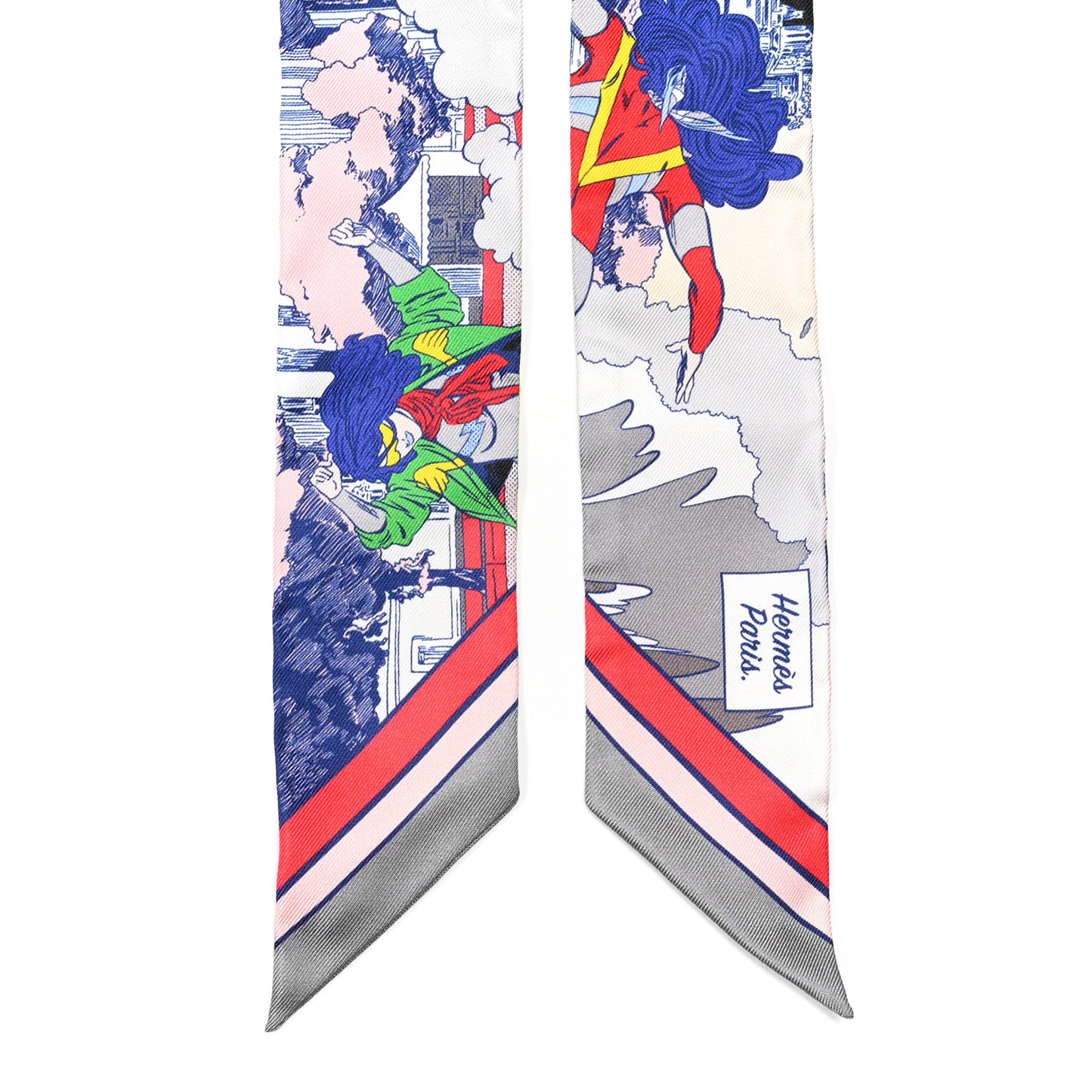 Silk Wow Twilly Gris Rose Vert