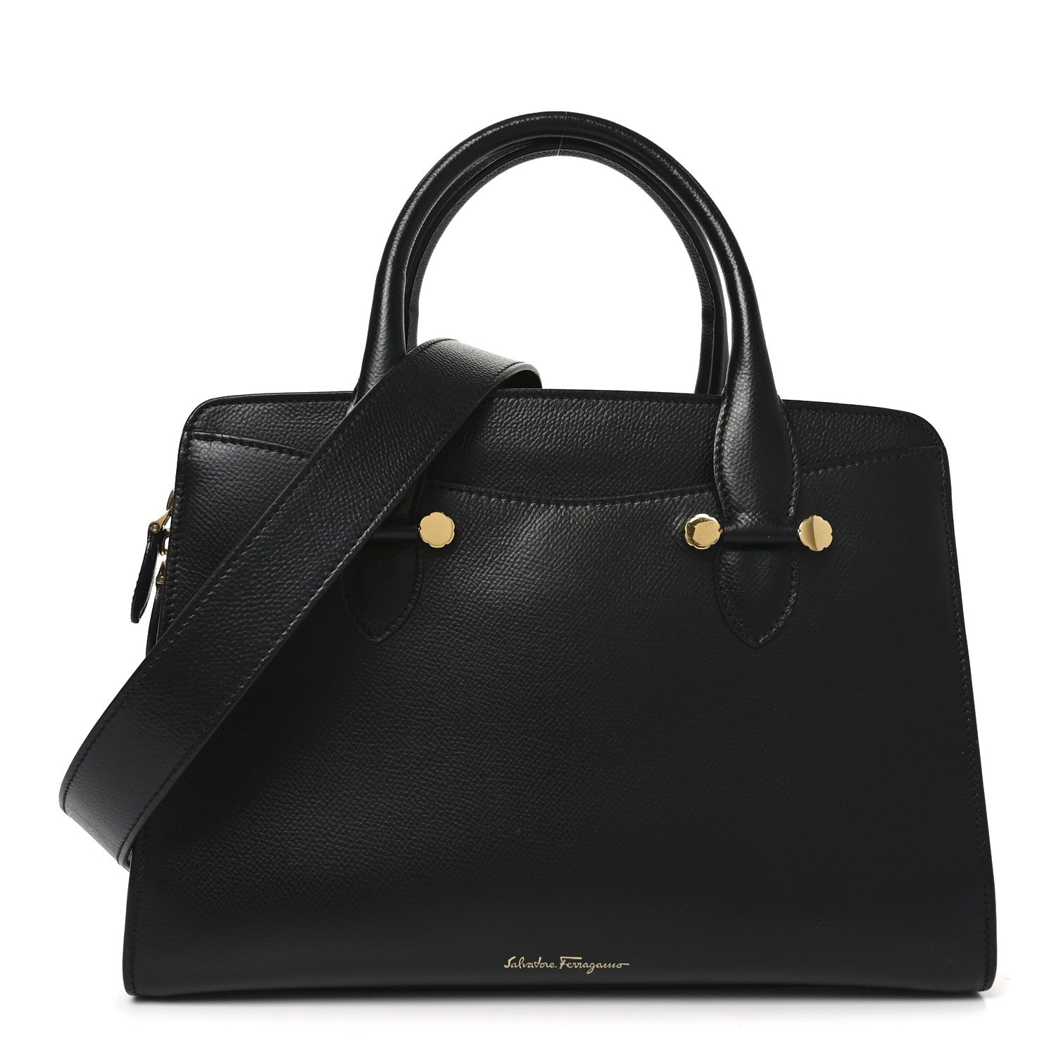 Salvatore Ferragamo ブラックパーティーバッグ Salvatore Ferragamo Hammered Calfskin Today Satchel Black 1863416
