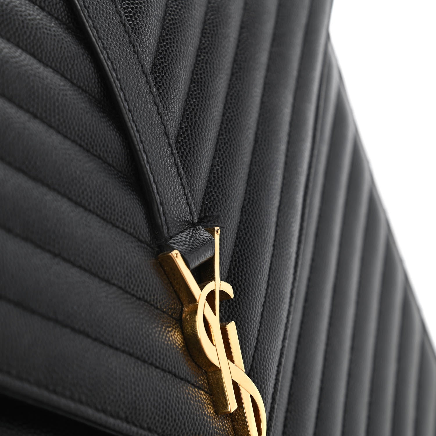 Saint Laurent Grain De Poudre Matelasse Chevron Large Monogram Satchel Black 11 of 11
