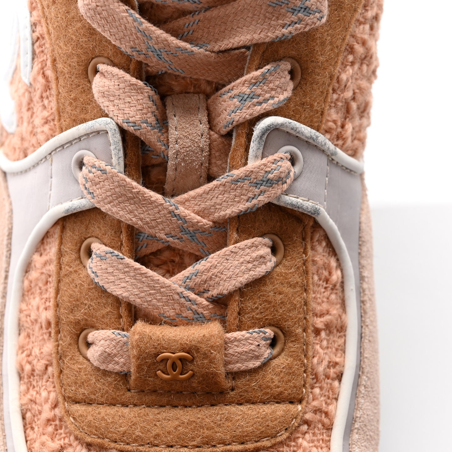 Suede Tweed Felt CC Sneakers 40.5 Beige