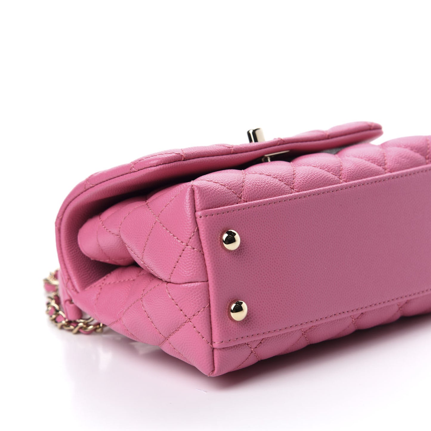 Caviar Quilted Lizard Embossed Extra Mini Coco Handle Flap Pink