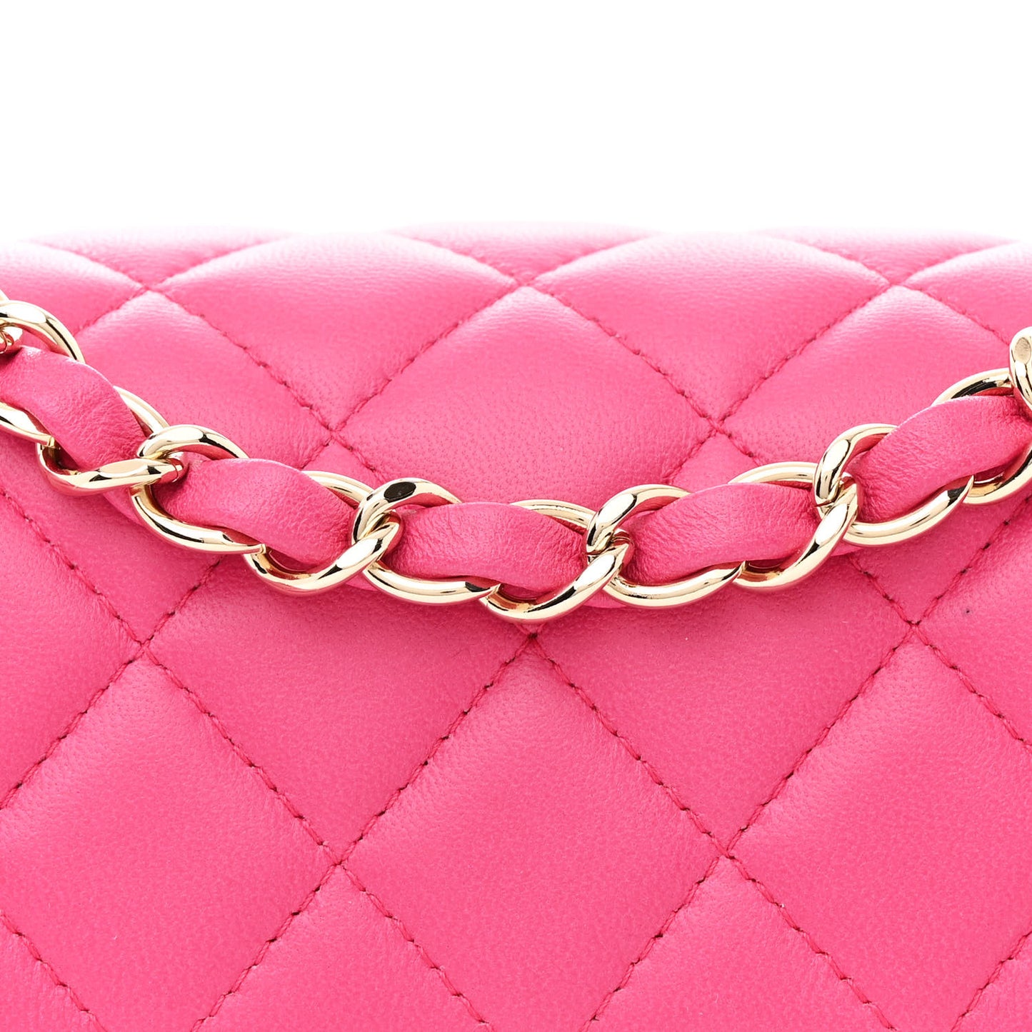 Lambskin Quilted Mini Rectangular Flap Pink