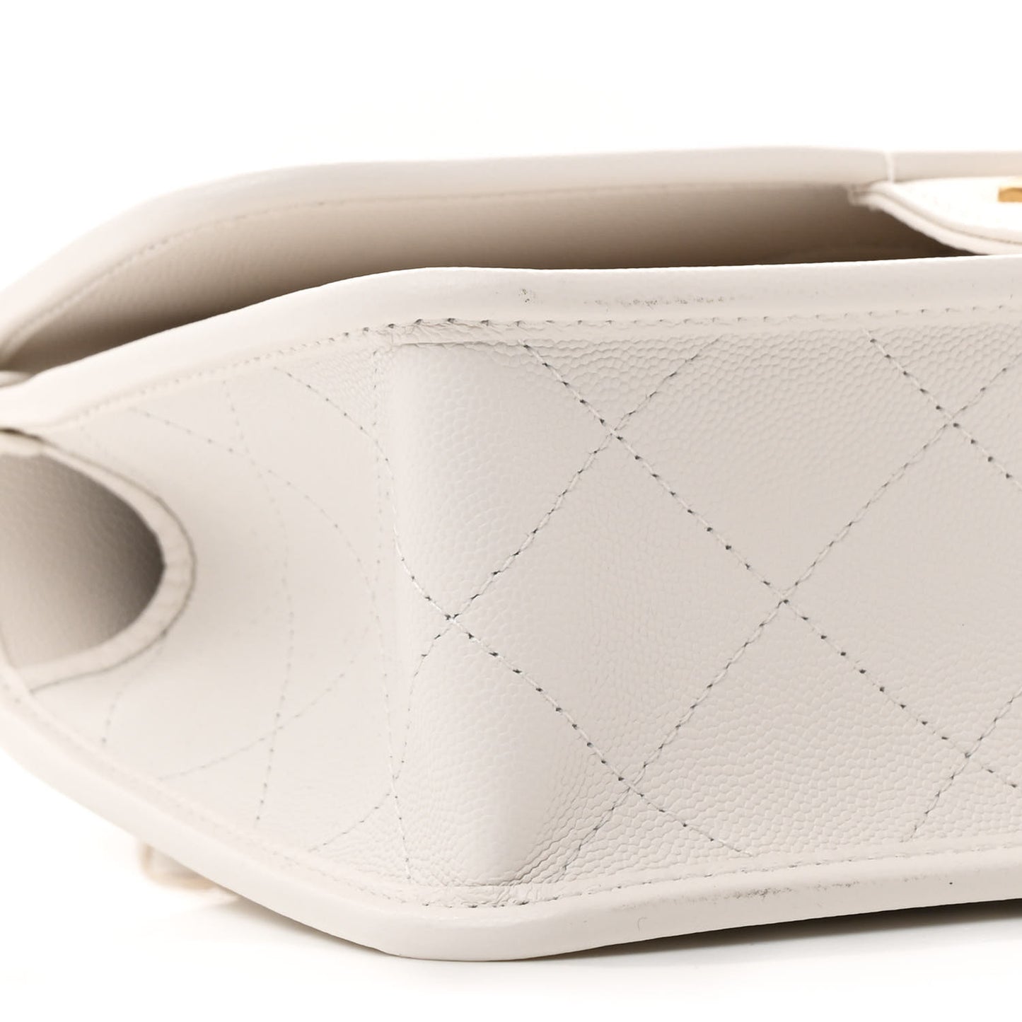 Caviar Quilted School Memory Small Top Handle Flap White