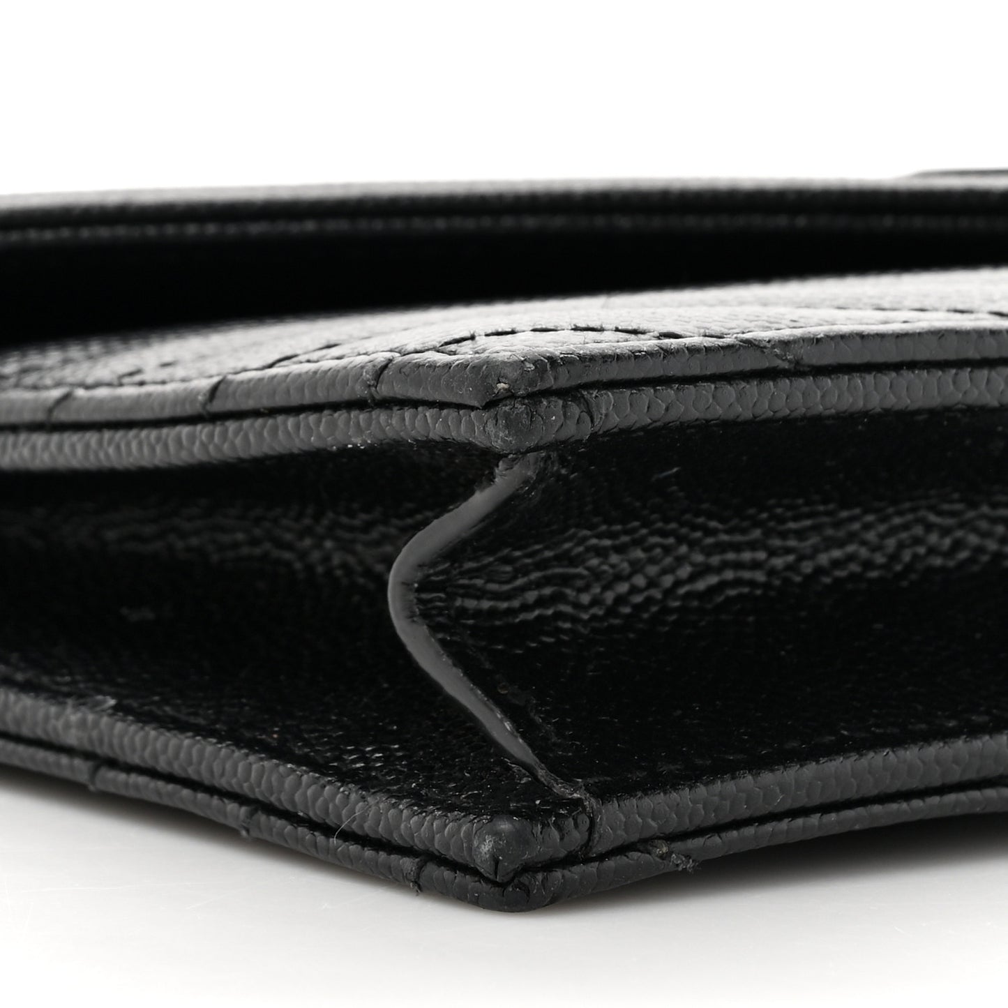 Grain De Poudre Matelasse Chevron Monogram Monochrome Envelope Chain Wallet Black