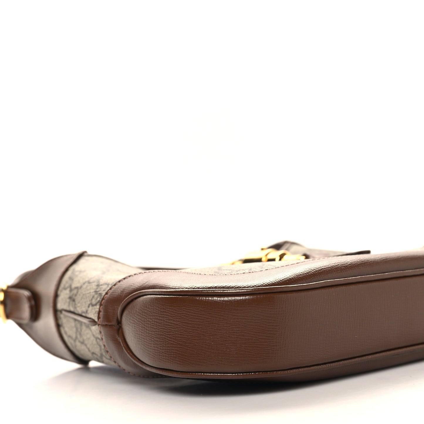 GG Supreme Monogram Azalea Calfskin Web Small Jackie 1961 Hobo Beige Ebony Brown Sugar