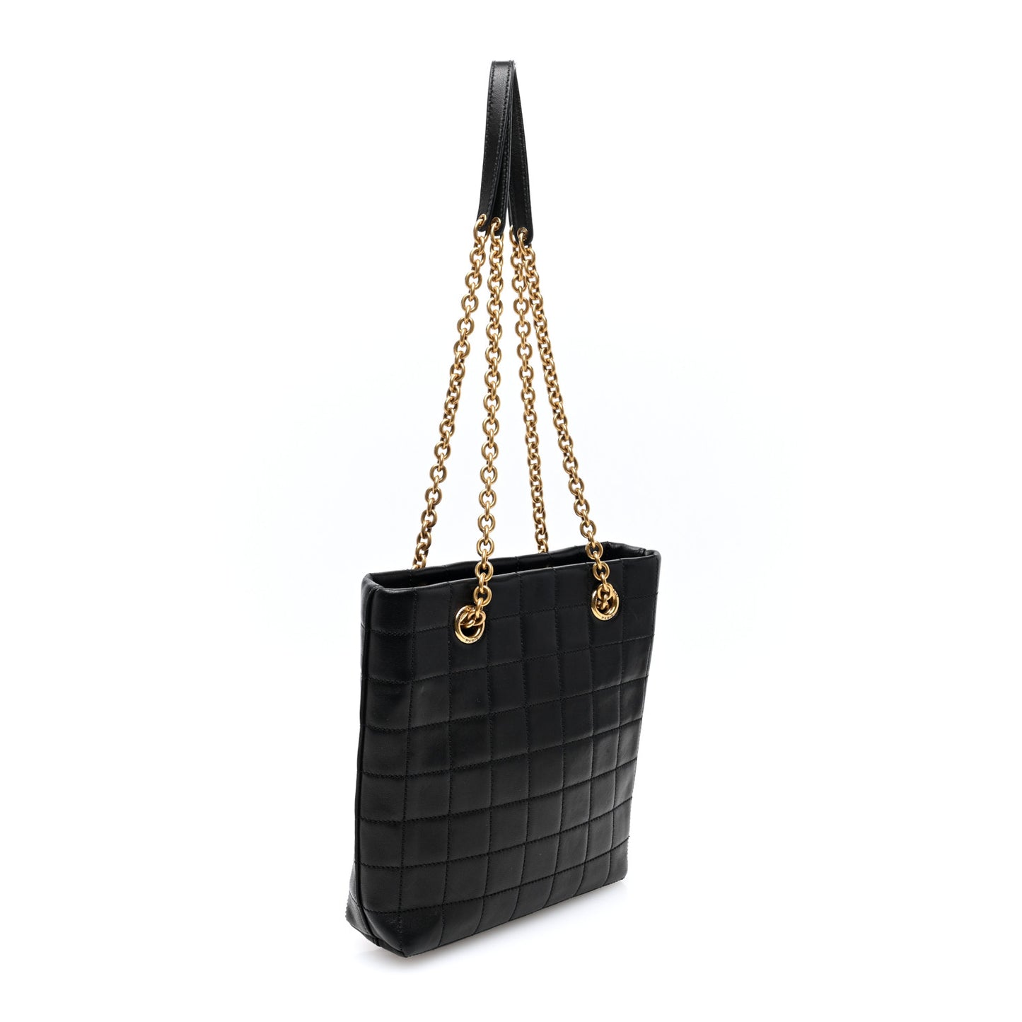 Lambskin Carre Quilted Mini Shopping Bag Black