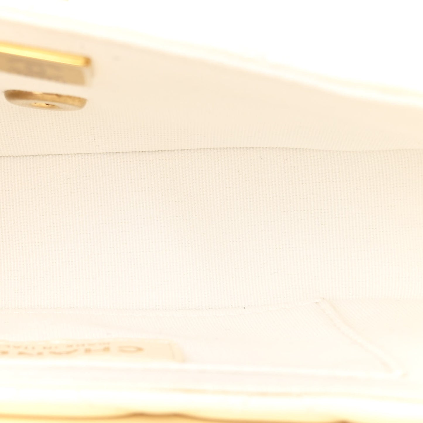 Iridescent Lambskin Quilted Baywatch Top Handle Flap White