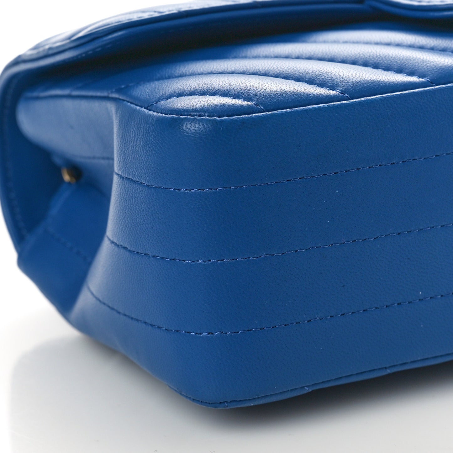 Lambskin Chevron Quilted Mini Rectangular Flap Blue