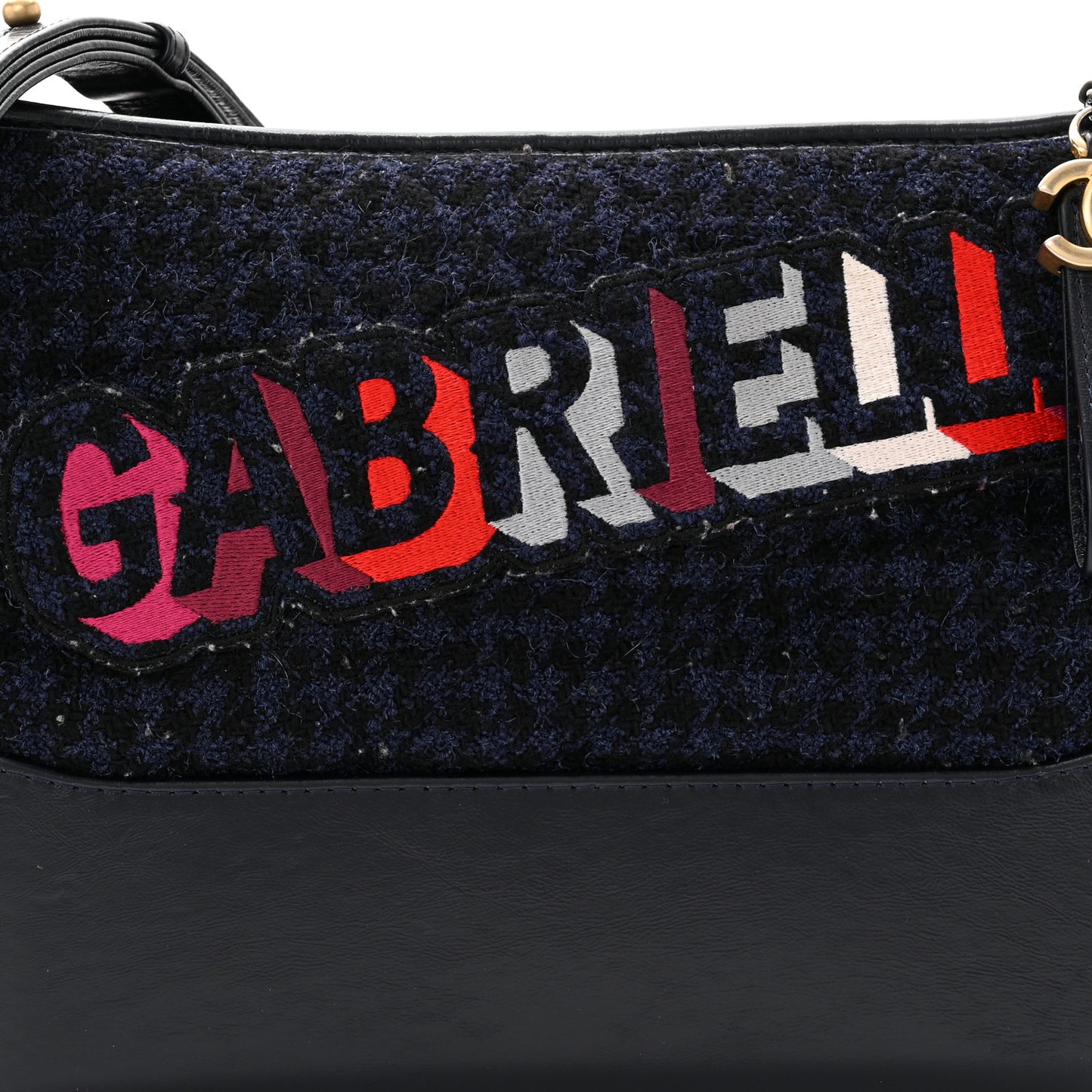 Tweed Calfskin Quilted Medium Gabrielle Hobo Black Blue