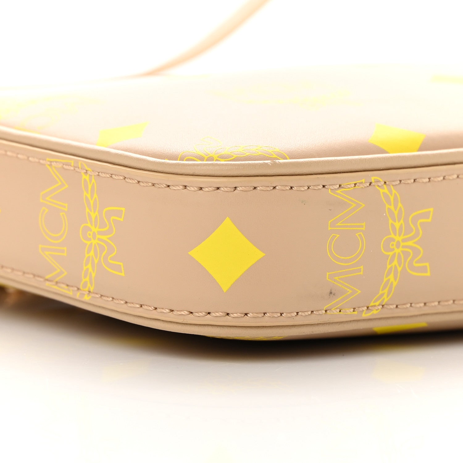 MCM Calfskin Color Splash Mini Pouch on Chain Croissant 9 of 12