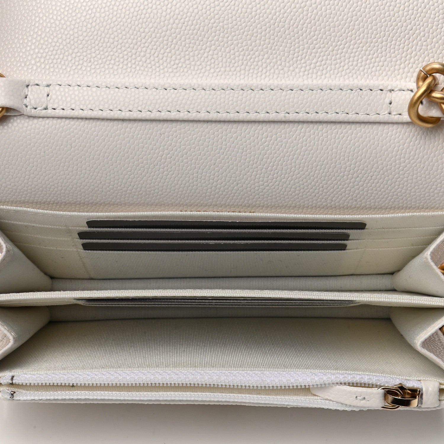 Chanel Caviar Quilted Large Bracelet On Chain Clutch White 5 of 10