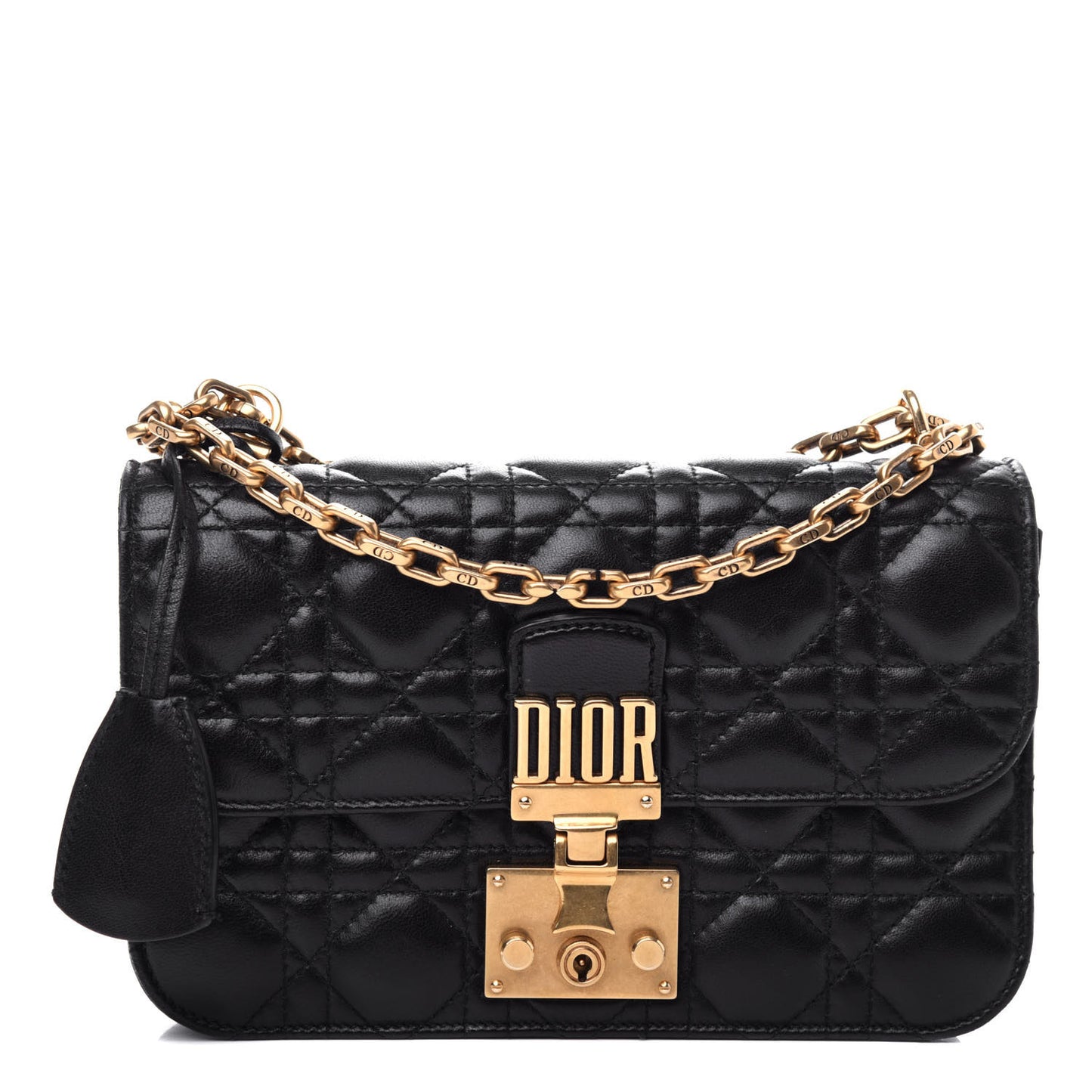 Lambskin Cannage Small Dioraddict Flap Bag Black