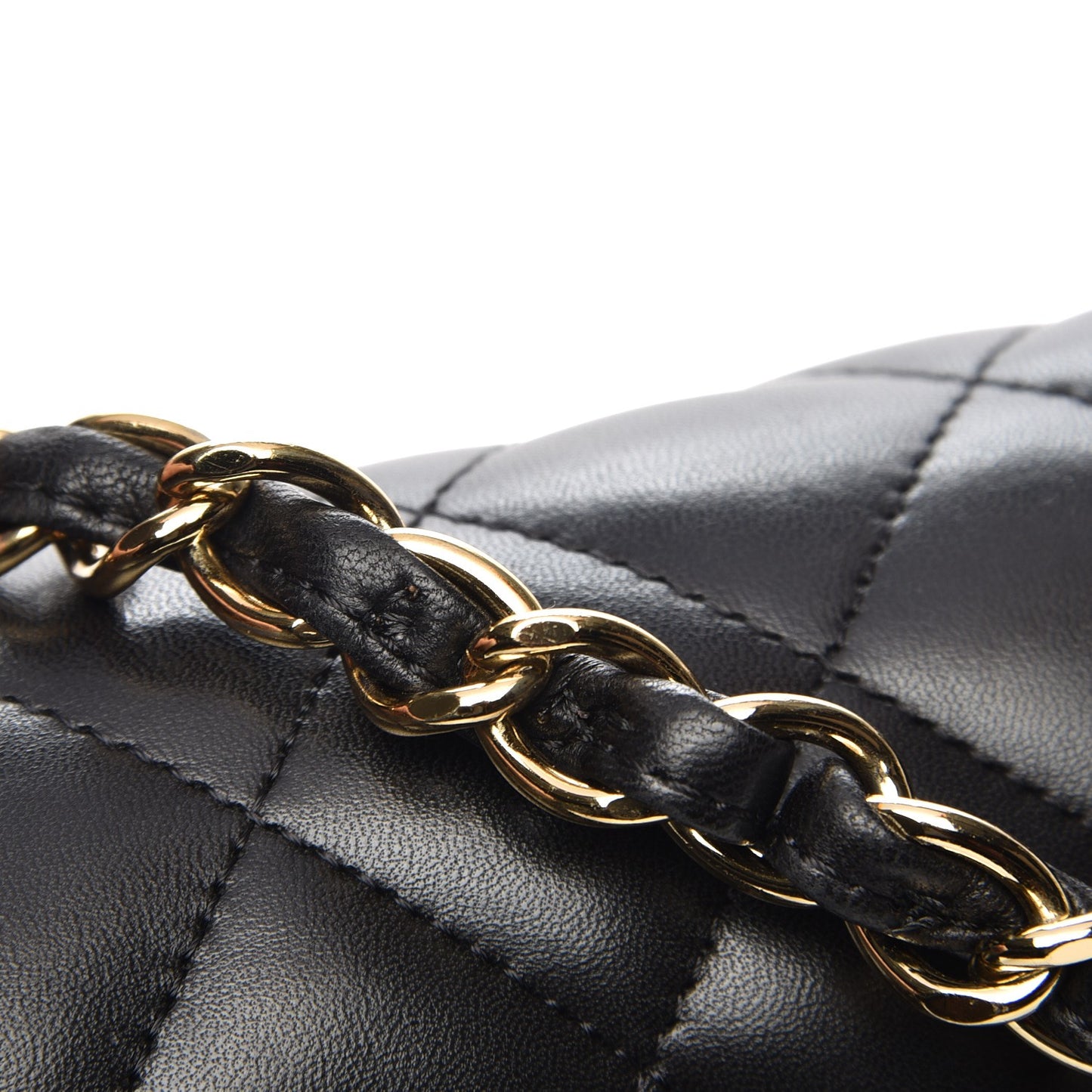 Lambskin Quilted Jumbo Double Flap Black