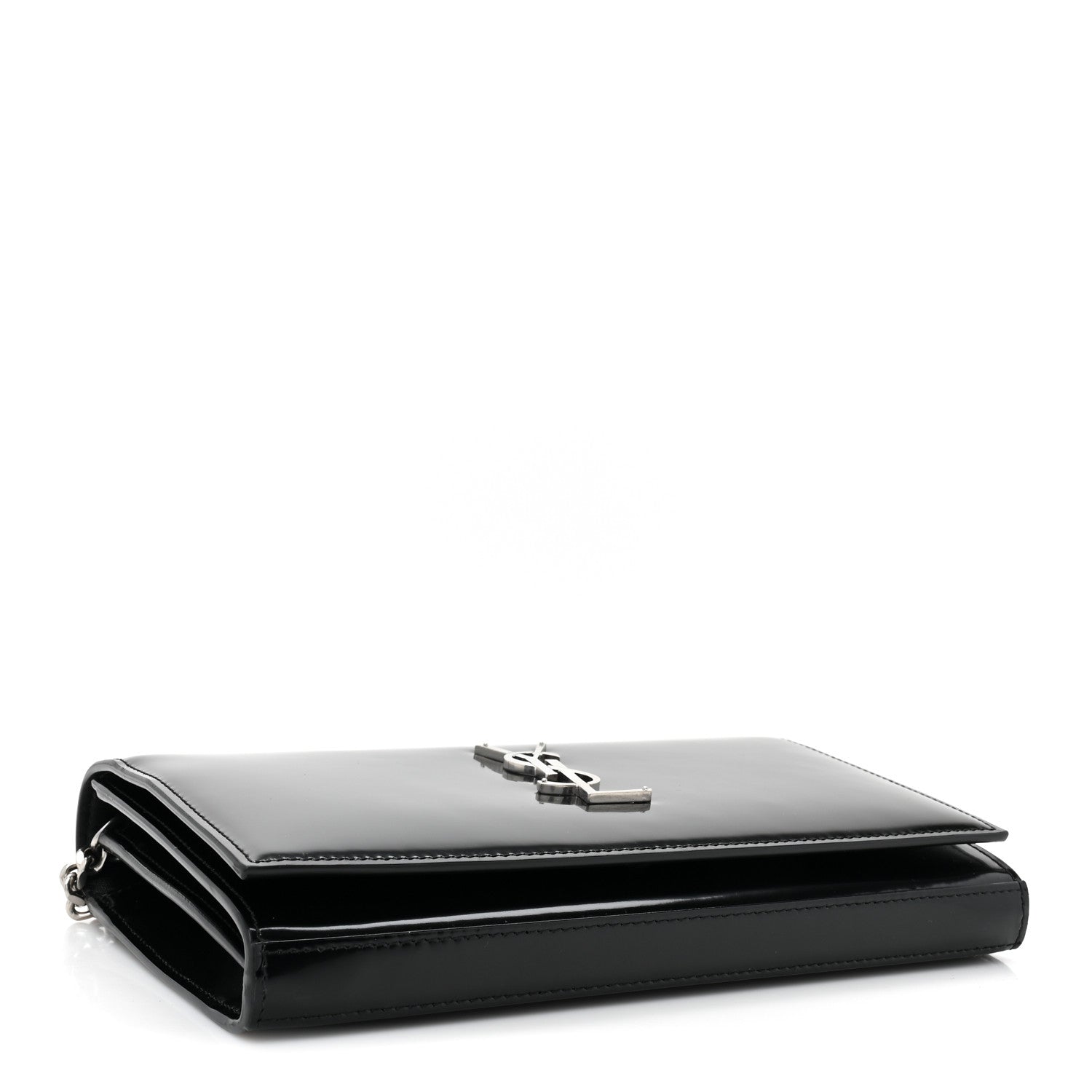 Saint Laurent Glazed Calfskin Cassandre Wallet On Chain WOC Black 4 of 11