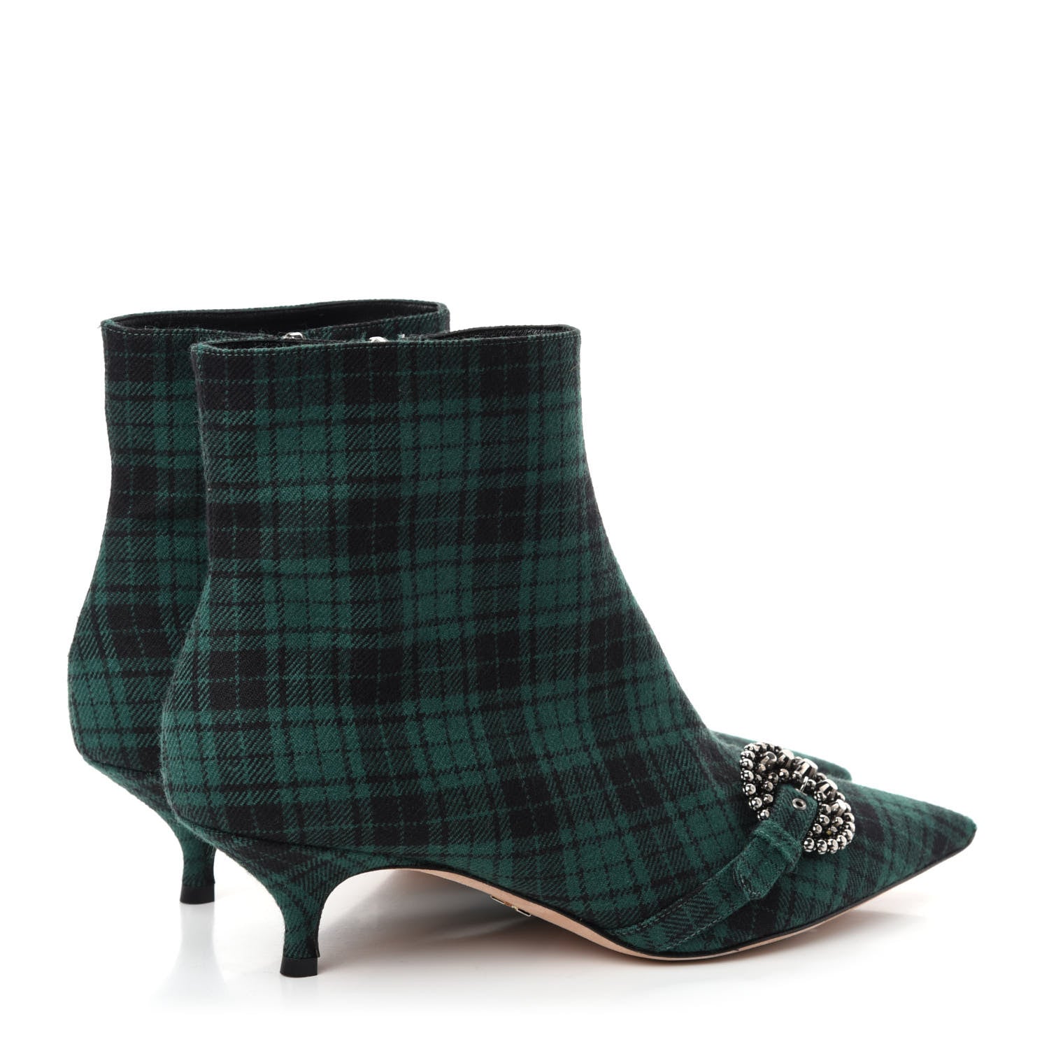 Christian Dior Canvas Tartan Gang Ankle Boots 41 Green 4 of 10